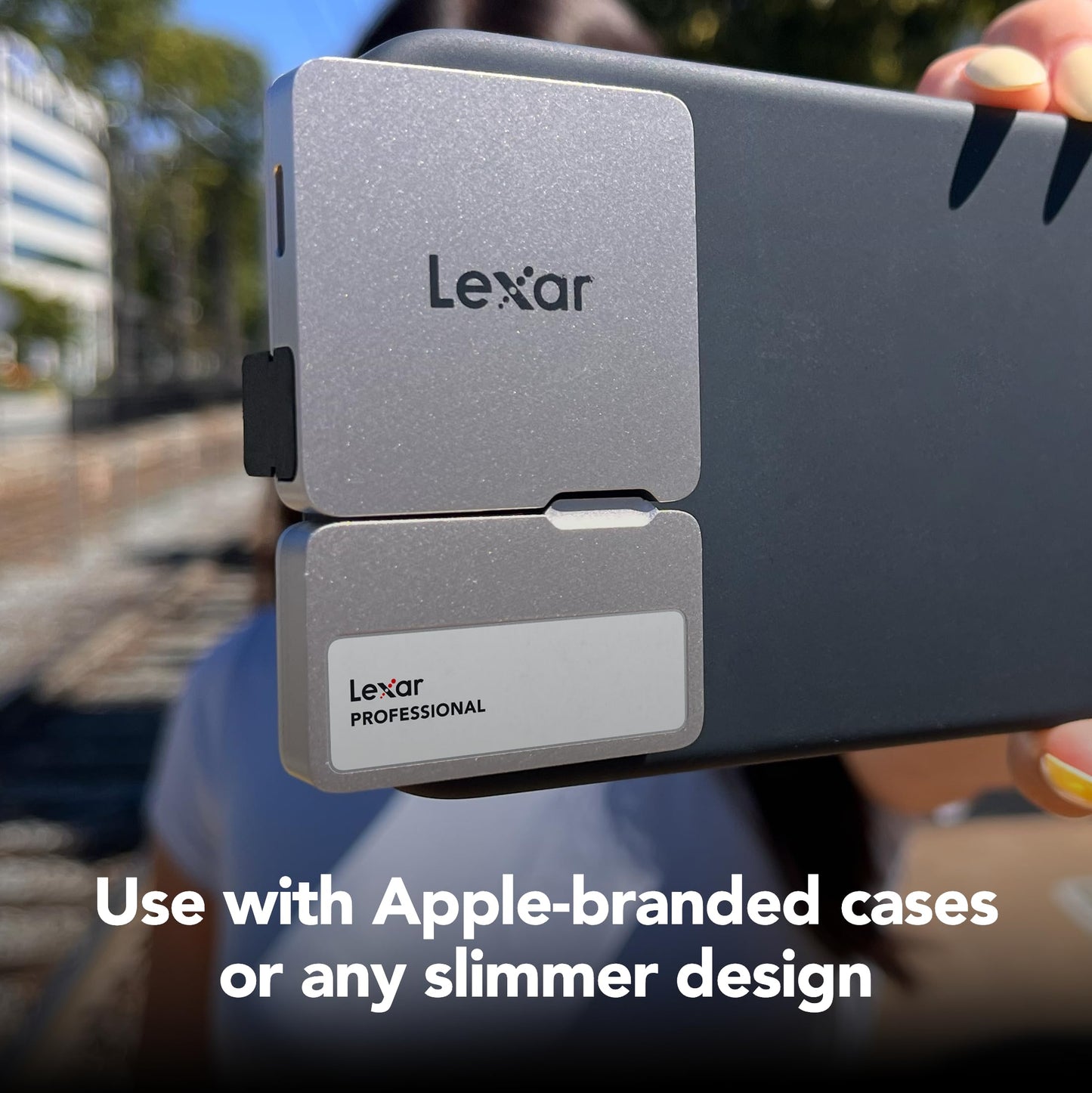 Lexar 1TB Professional Go Portable SSD w/Hub, Supports Apple 4K 60fps ProRes, Up to 1050MB/s, USB 3.2, Rugged, IP65, Ultracompact, Compatible w/iPhone 15/16 (Not 17), External SSD (LSL400S001T-RNSNU)