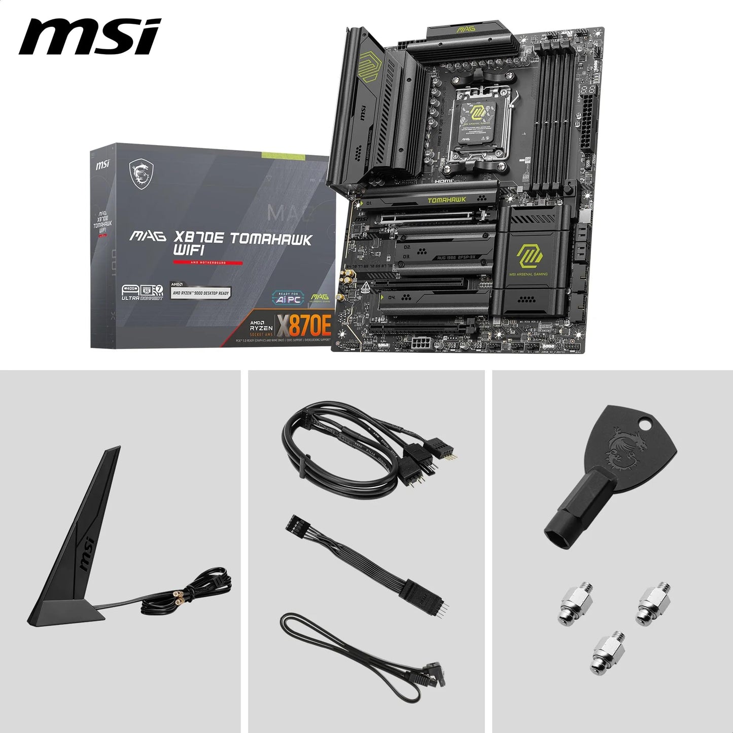 MSI MPG X870E Carbon WiFi Gaming Motherboard (AMD Ryzen 9000/8000/7000 Series Processors, AM5, DDR5, PCIe 5.0, M.2 Gen5, SATA 6Gb/s, USB 40Gbps, HDMI, Wi-Fi 7, Bluetooth 5.4, 5Gbps LAN, ATX)