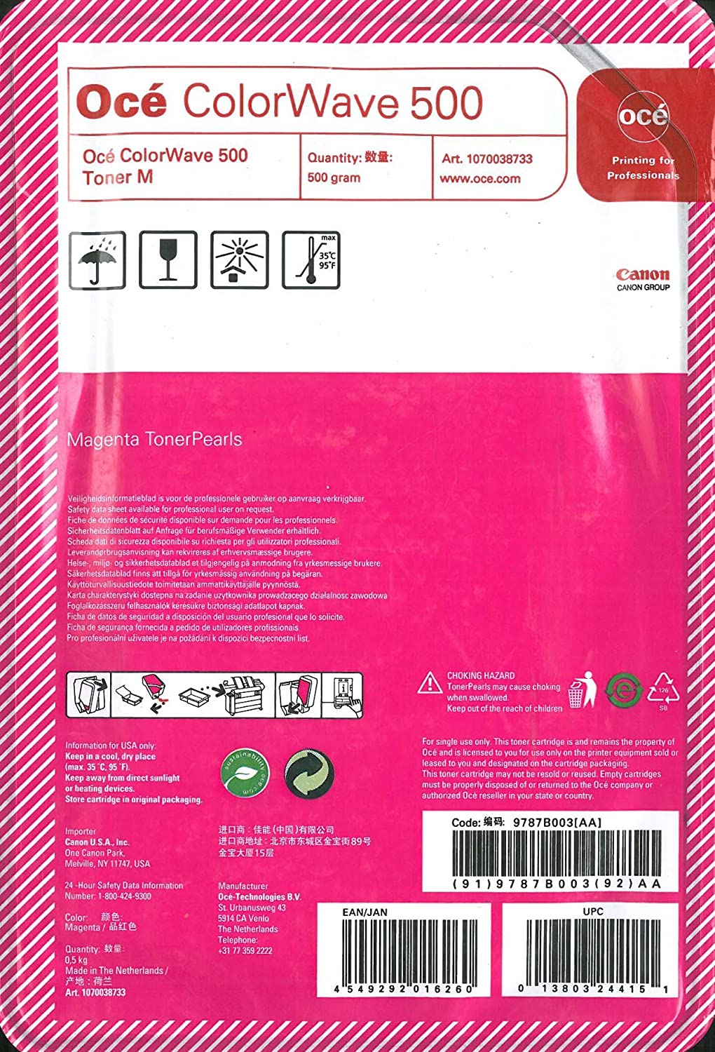 Oce Toner Pearls for ColorWave 500 - Magenta - 500 Grams 9787B005AA 1070038733