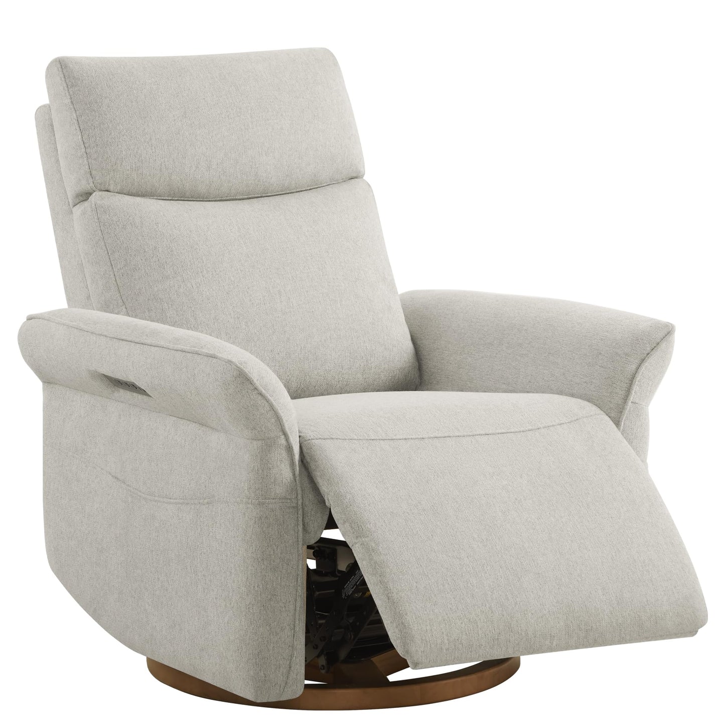 CHITA Power Recliner Chair, Electric Triple-Motor Swivel Glider Nursery Rocking Chair with Adjustable Power Headrest and Lumbar Support, GREENGARD Gold Certified, Solid Wood Base, Linen