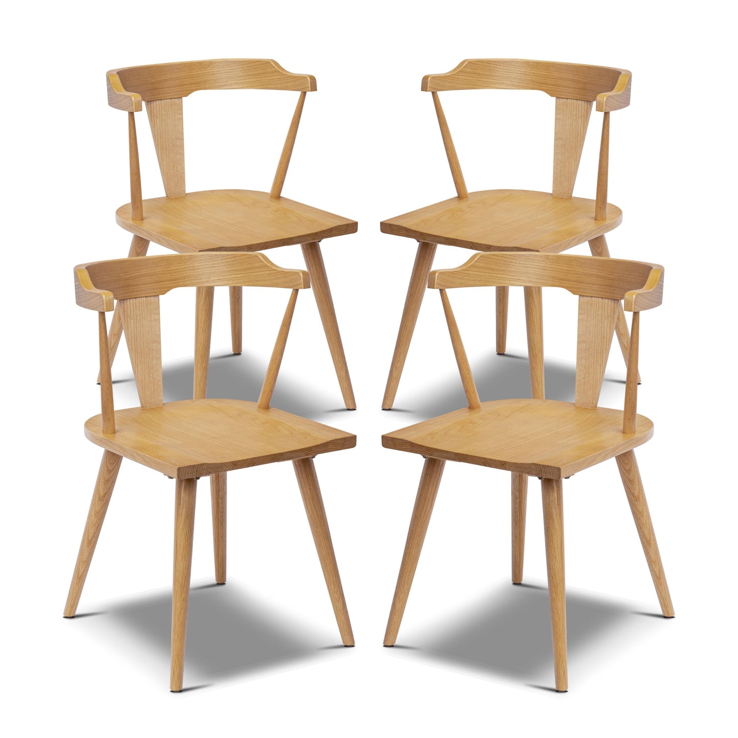 POLY & BARK Mid Century Modern Enzo Black Dining Chair – Solid Oak Wood Splat Back Chair, 18" Seat Height, 32" Tall – Stylish MCM Kitchen & Dining Room Chair