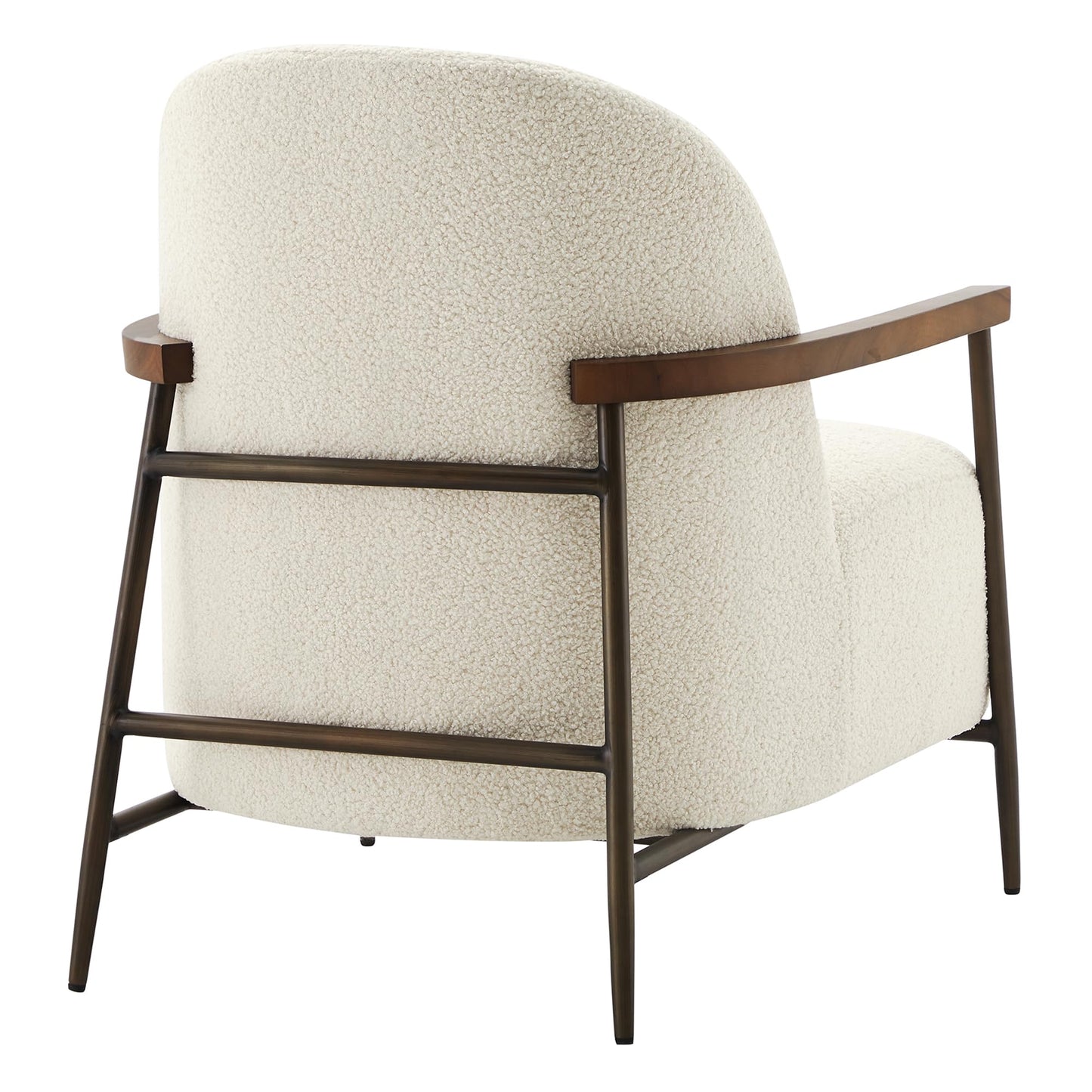 CHITA Accent Chair for Living Room Set of 2, FSC Certified Modern Upholstered Faux Sherpa Fabric Armchair with Metal Frame and Wooden Armrests, Camel