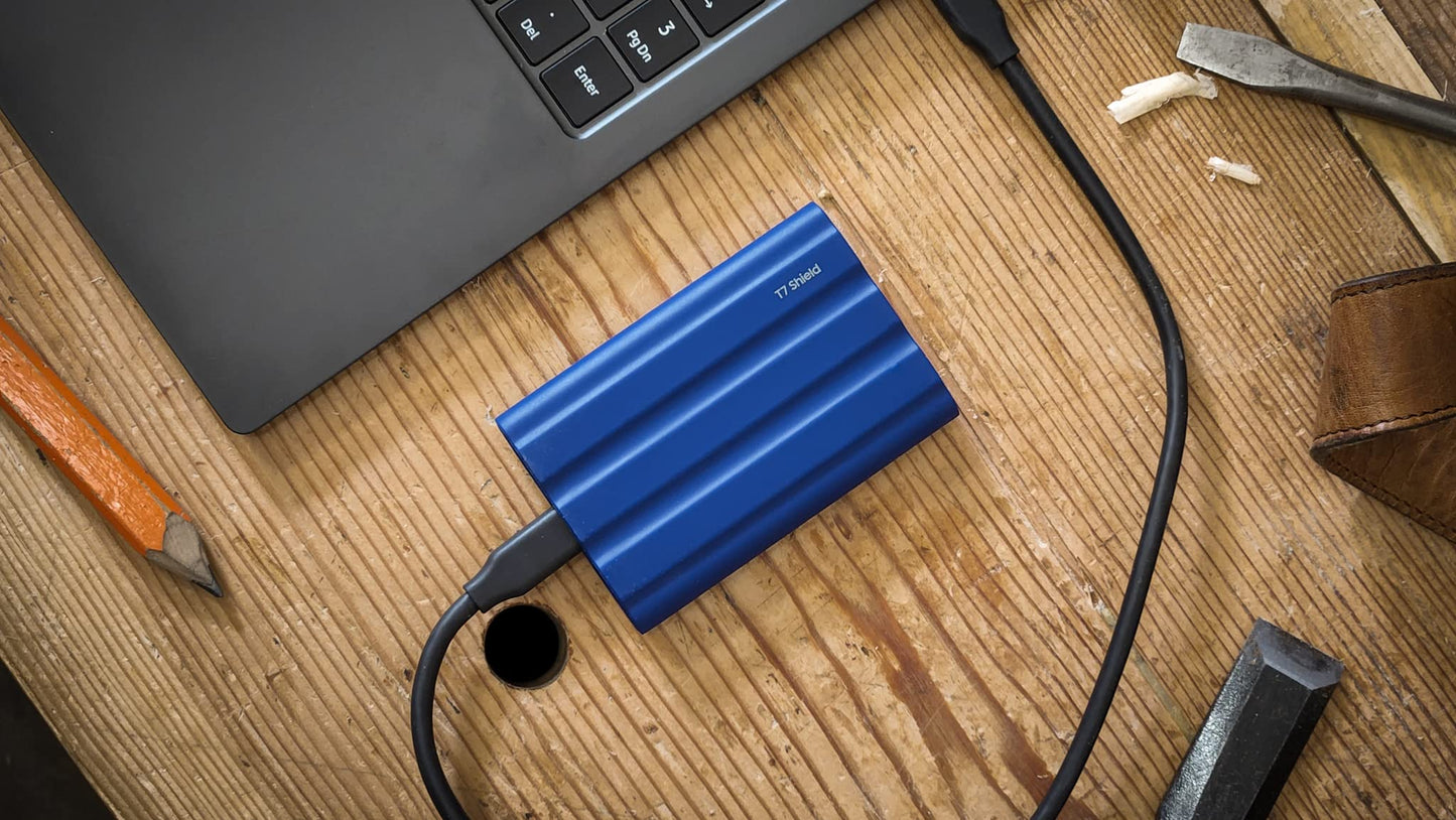 Samsung T7 Shield 2TB, Portable SSD, up-to 1050MB/s, USB 3.2 Gen2, Rugged,IP65 Water & Dust Resistant, for Photographers, Content Creators and Gaming, Extenal Solid State Drive (MU-PE2T0S/AM), Black