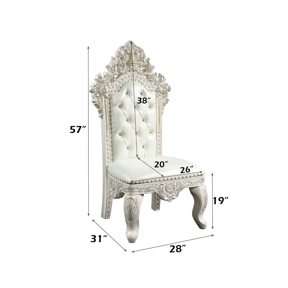 Adara - Side Chair (Set of 2) - Pearl White Synthetic Leather & Antique White