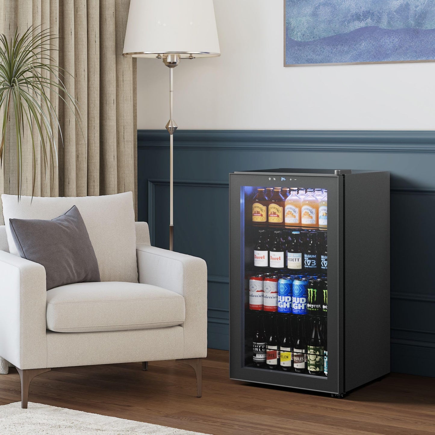 Yeego Beverage Refrigerator Cooler, 155 Cans Mini Fridge with Glass Door Beverage Fridge with Adjustable Shelves for Soda Beer or Wine, Beverage Cooler with Digital Temperature Control for Home Office