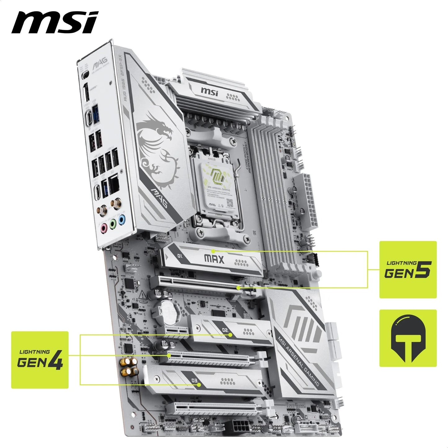 MSI MPG X870E Carbon WiFi Gaming Motherboard (AMD Ryzen 9000/8000/7000 Series Processors, AM5, DDR5, PCIe 5.0, M.2 Gen5, SATA 6Gb/s, USB 40Gbps, HDMI, Wi-Fi 7, Bluetooth 5.4, 5Gbps LAN, ATX)