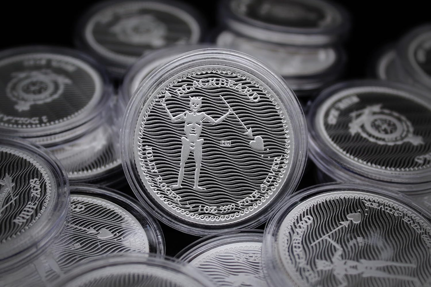2023-1 oz Niue Silver Jolly Roger Series: Blackbeard Coin Brilliant Uncirculated (In Capsule) with Certificate of Authenticity $2 Seller BU