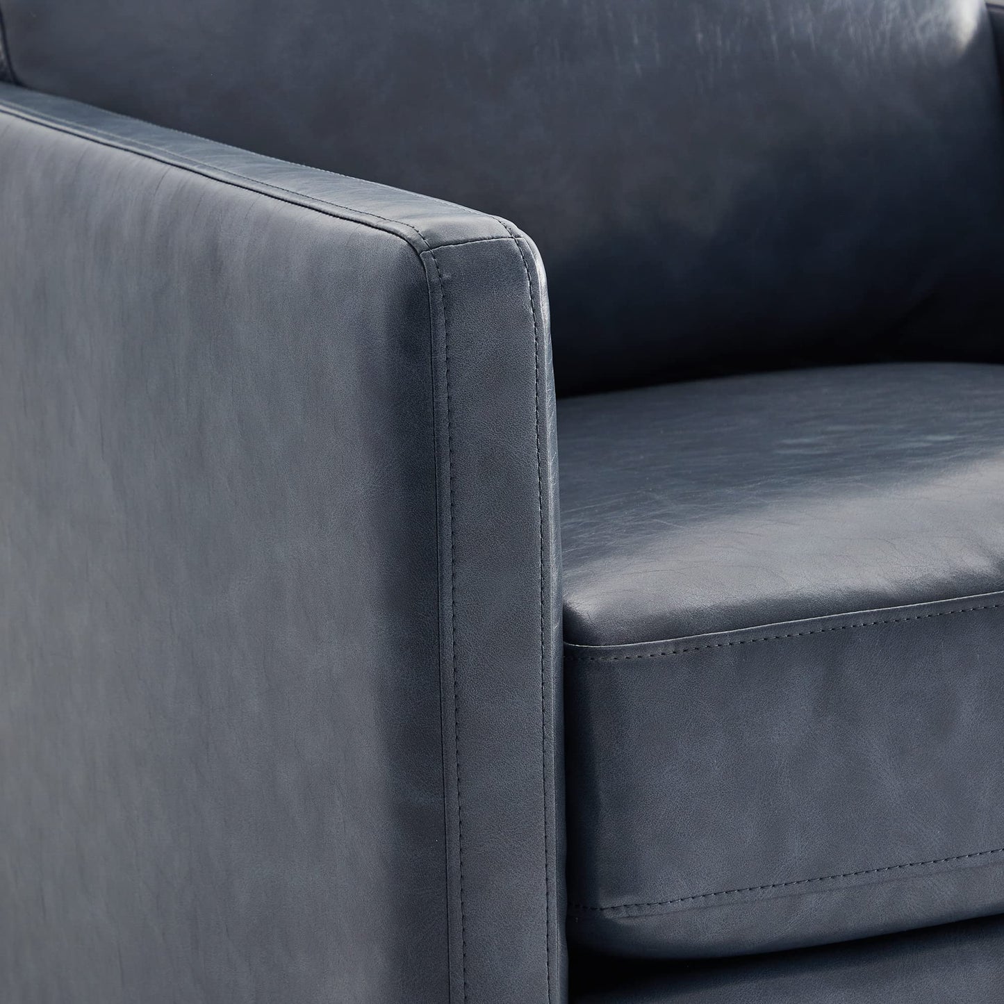 CHITA Genuine Leather Swivel Accent Chair, FSC Certified Mid Century Modern Arm Chair for Living Room and Bedroom, Fully Assembled, Saddle