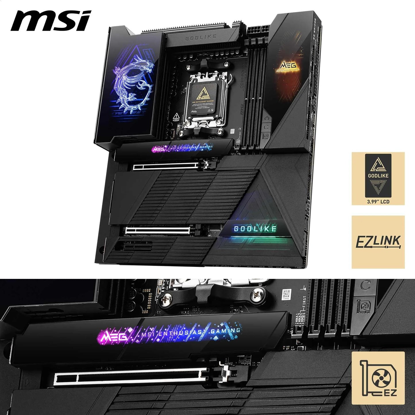 MSI MPG X870E Carbon WiFi Gaming Motherboard (AMD Ryzen 9000/8000/7000 Series Processors, AM5, DDR5, PCIe 5.0, M.2 Gen5, SATA 6Gb/s, USB 40Gbps, HDMI, Wi-Fi 7, Bluetooth 5.4, 5Gbps LAN, ATX)
