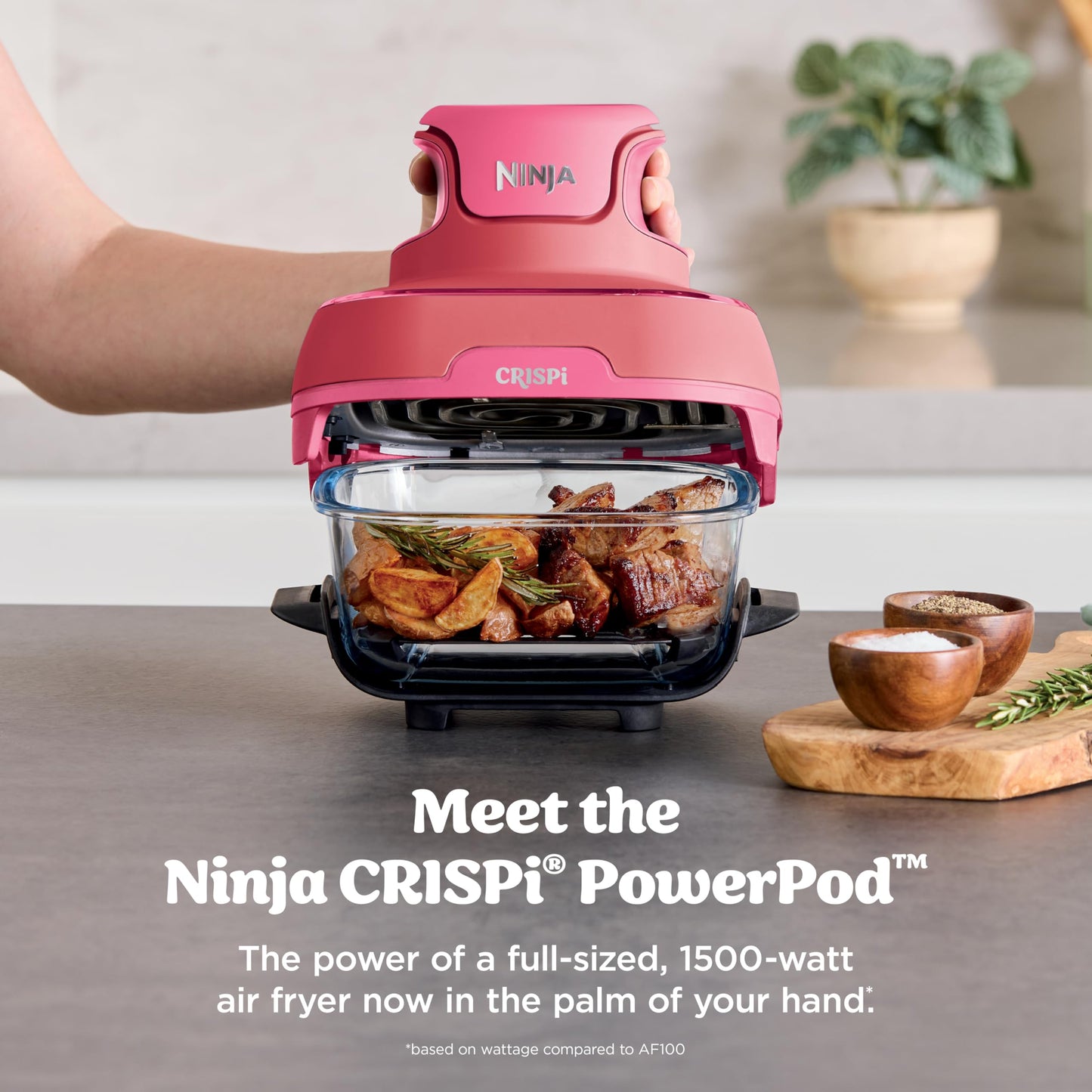 Ninja Crispi 4-in-1 Glass Air Fryer | With Non-Toxic 4QT & 6-Cup Glass Containers & Lids | Microwave, Freezer, Dishwasher Safe | 450°F Max Temp |1500 Watt | Stone | FN101ST