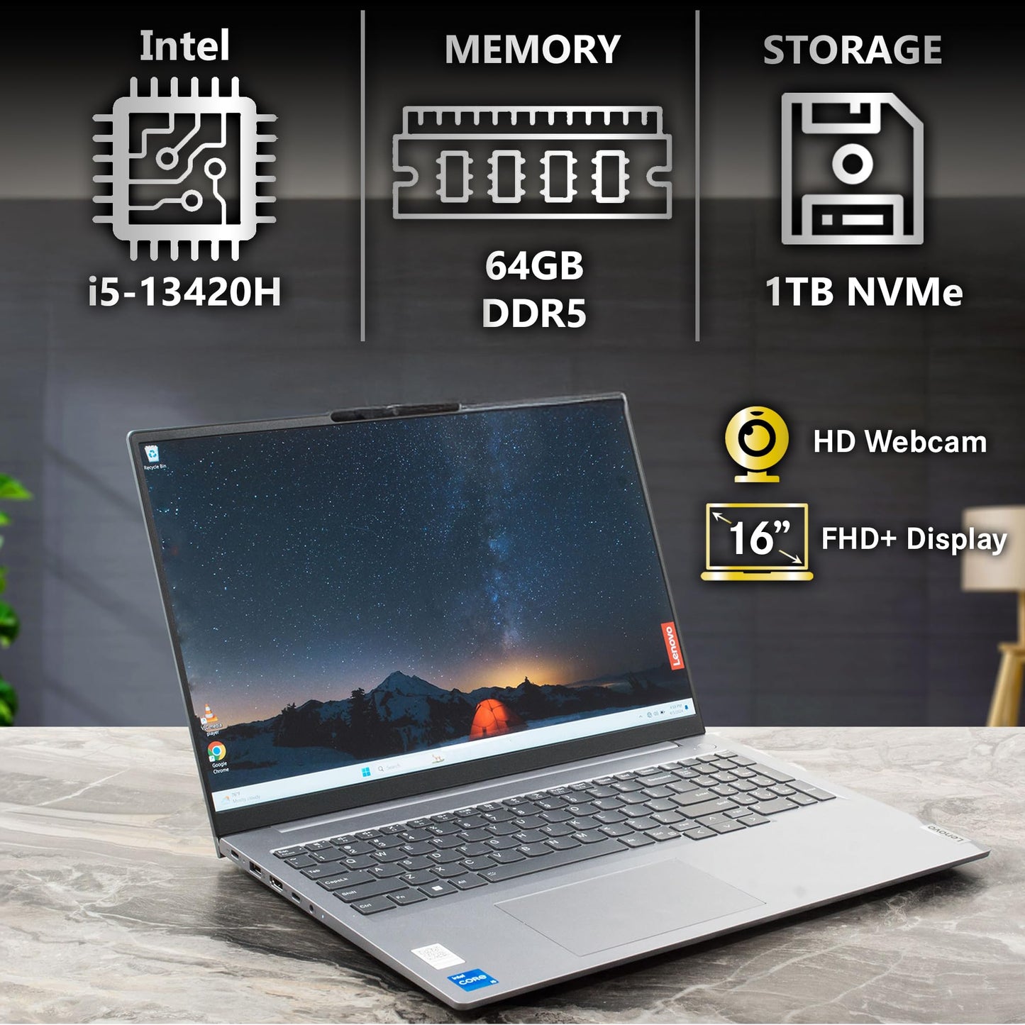 Lenovo ThinkBook 16 G7 Business Laptop, 16” FHD+, AMD Ryzen 7 7735HS, 32GB DDR5, 1TB NVMe, WiFi 6E + BT, Backlit KB, Fingerprint Reader, HD Webcam, Win 11 Pro