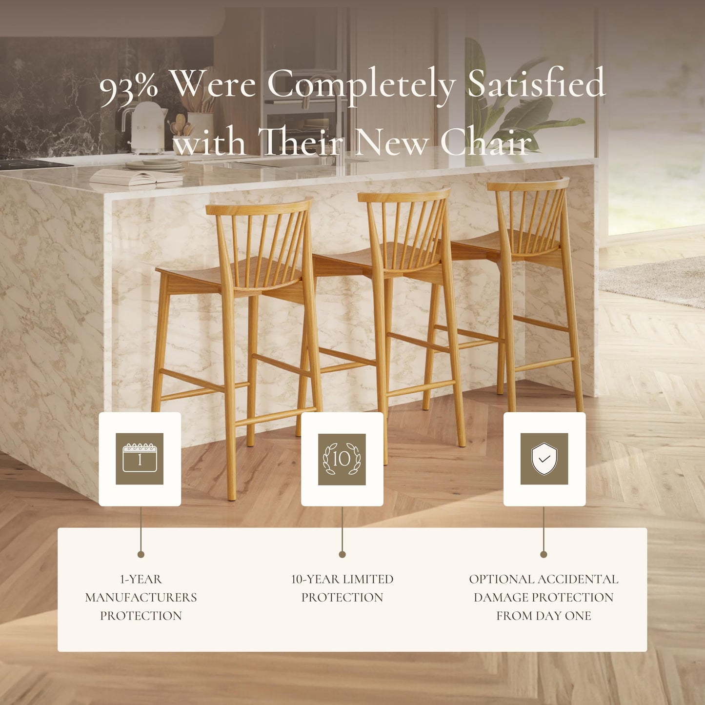 Poly & BARK Ligna Counter Stool in Black – Mid-Century Inspired Stool with Sculpted Spindle Back – Solid American Oak Frame and Engineered Wood Veneered Seat – Fully Assembled and Ready to Use