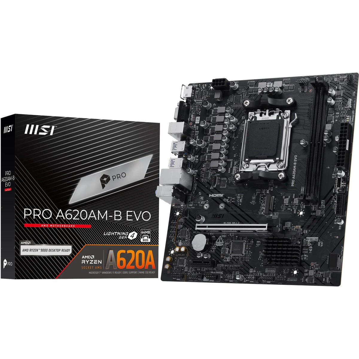 MSI A520M-A PRO Gaming Motherboard (AMD Ryzen 5000, AM4, DDR4, PCIe 3.0, SATA 6Gb/s, M.2, USB 3.2 Gen 1, DVI/HDMI, Micro-ATX)