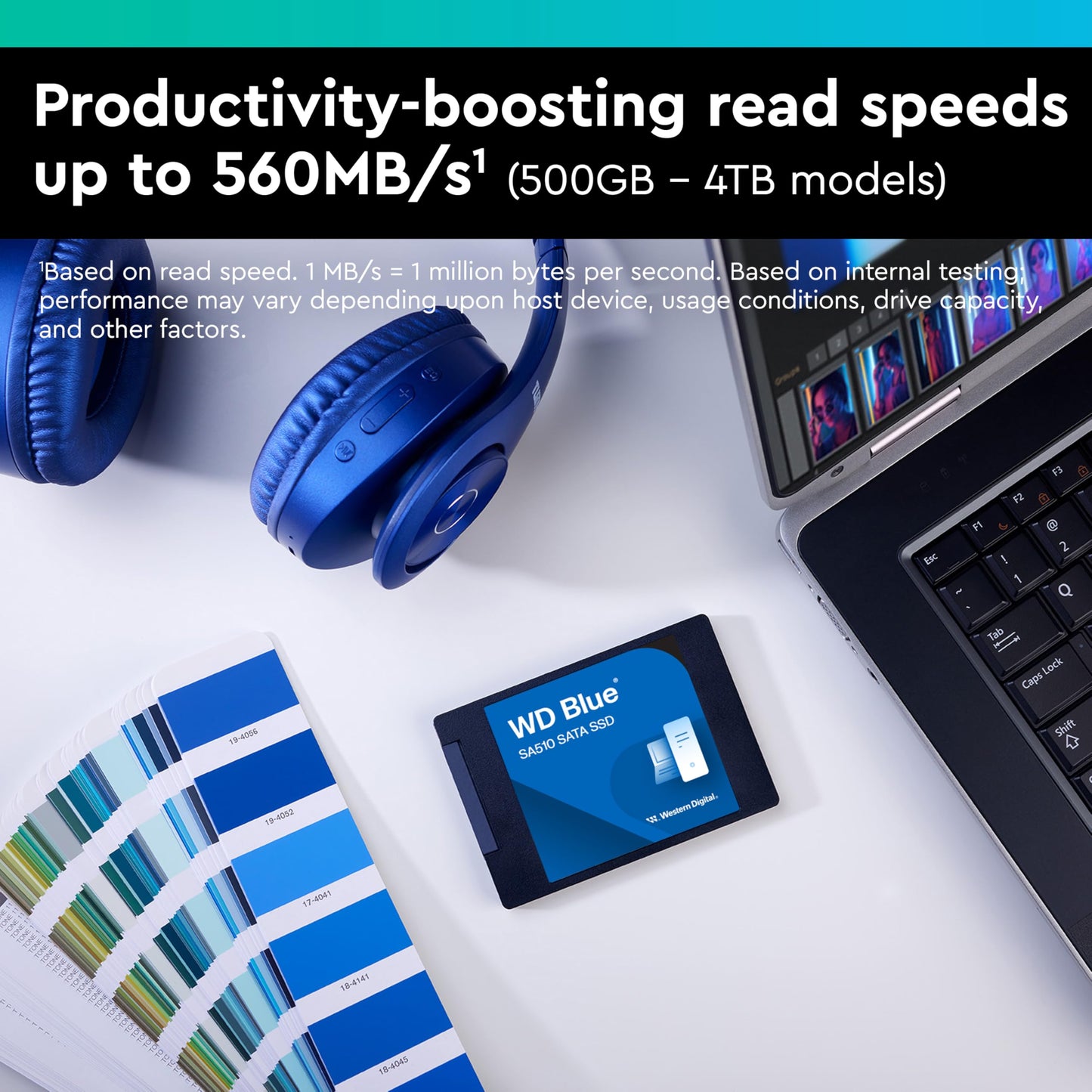 Western Digital 250GB WD Blue SA510 SATA Internal Solid State Drive SSD - SATA III 6 Gb/s, 2.5"/7mm, Up to 555 MB/s - WDS250G3B0A