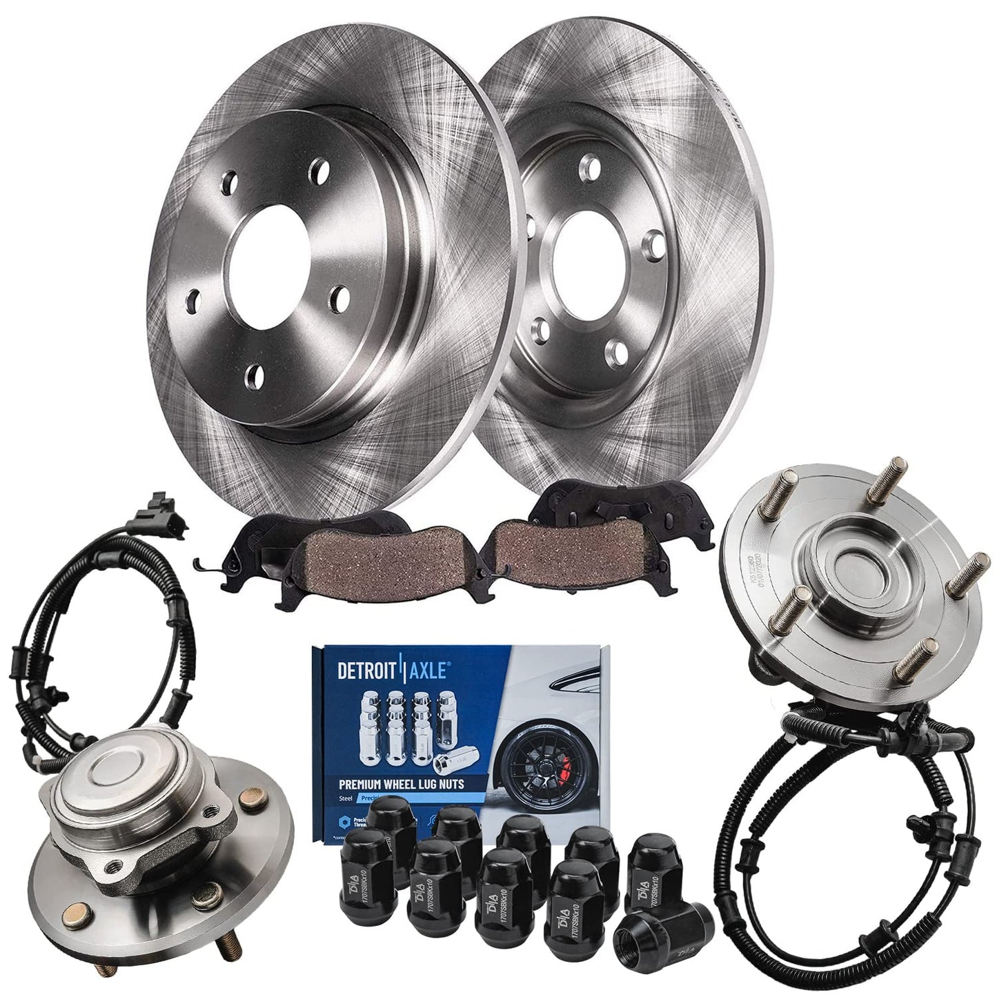 Detroit Axle - Brake Kit for 07-11 Toyota Camry 08-12 Avalon 07-12 Lexus ES350 Replacement 2008 2009 2010 2011, 11.65" inch Front and 11.06" inch Rear Disc Brake Rotors and Ceramic Brakes Pads