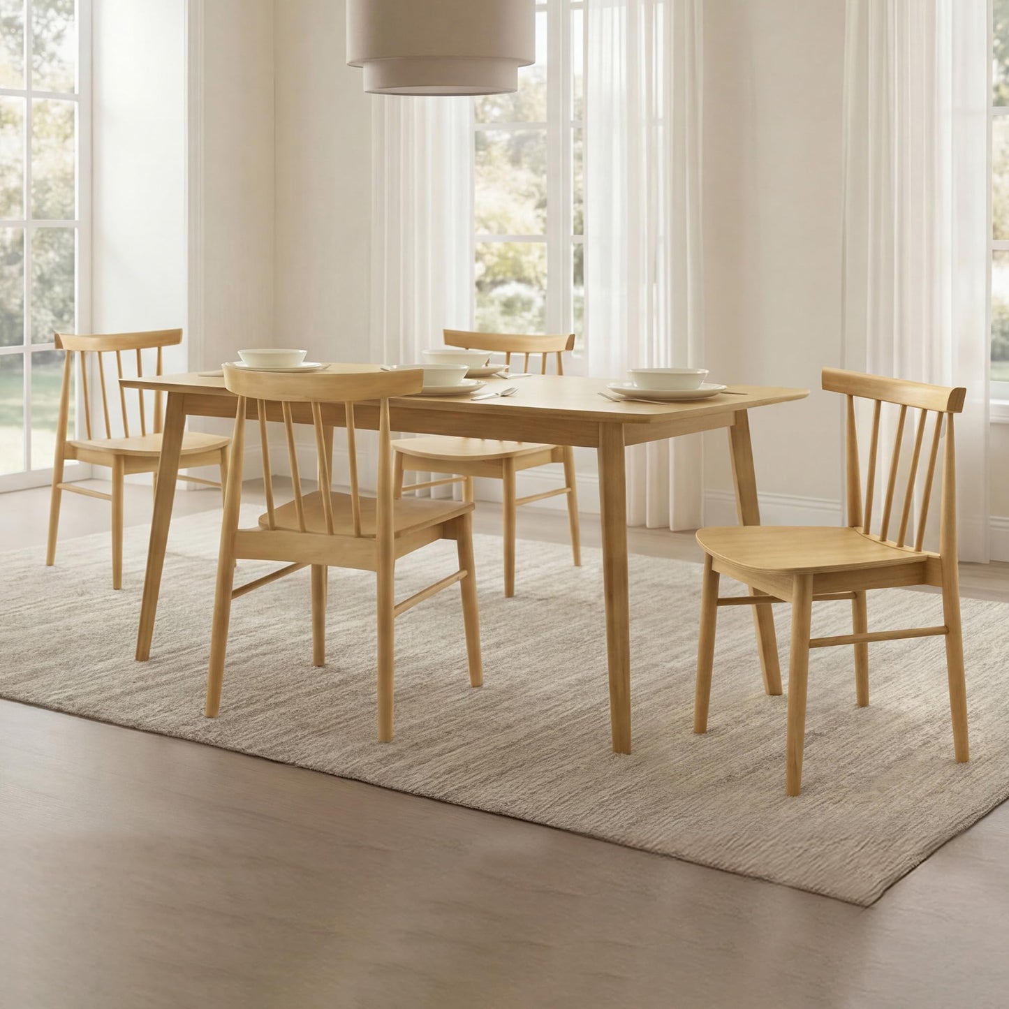 CHITA Soild Wood Dining Chairs Set of 4, Mid Century Modern Walnut Wood Kitchen Chairs with Curved Backrest, Dining Room Chair for Kitchen, Restaurant