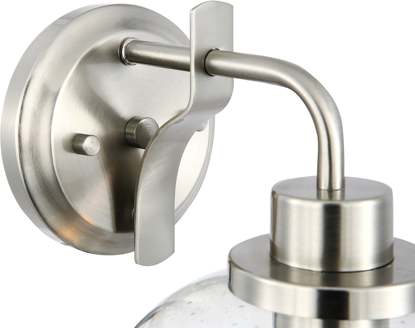 Light Society Sheridan Seeded Wall Sconce, Satin Nickel with Handblown Clear Glass Shade, Vintage Industrial Modern Lighting Fixture (LS-W245-SN)