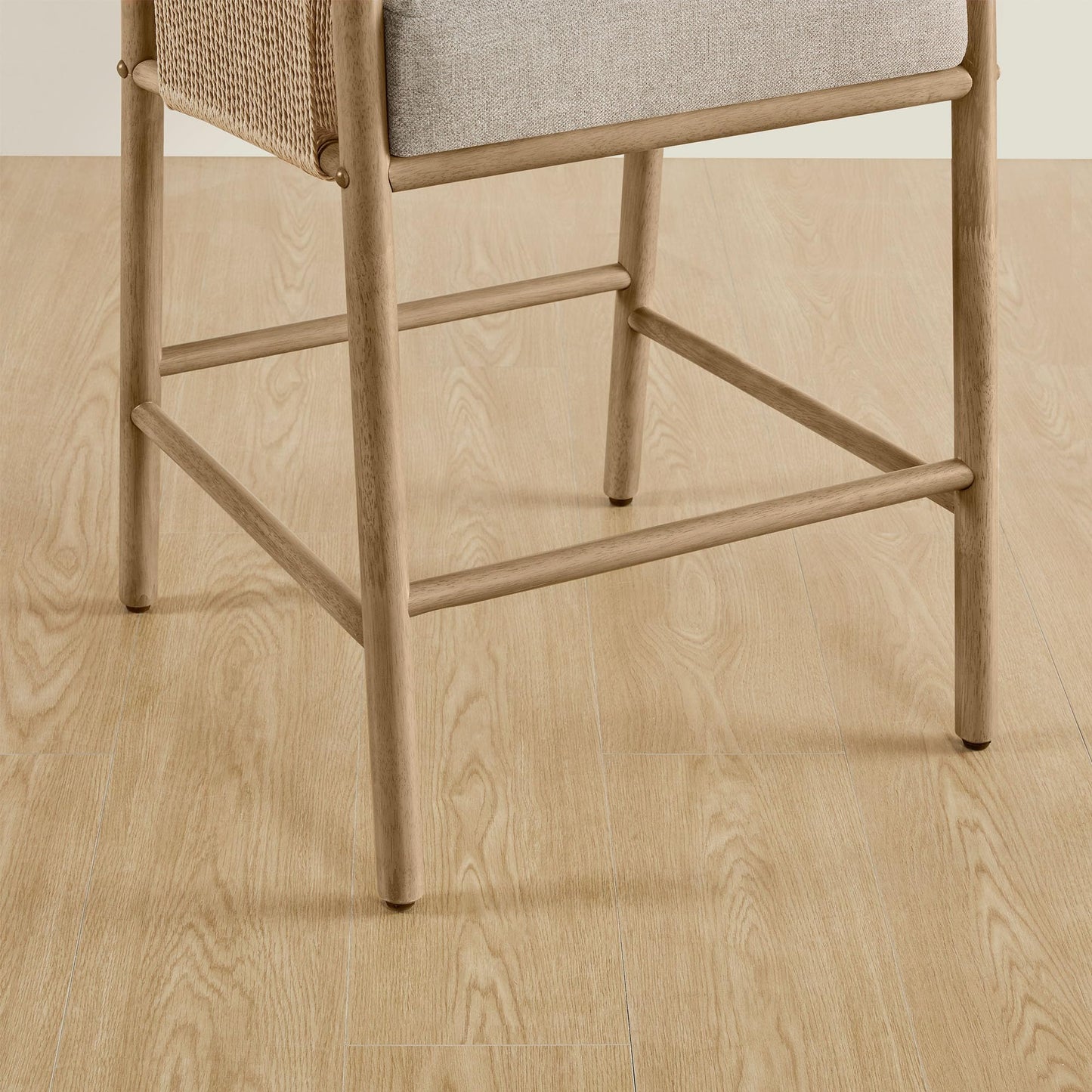 CHITA 27" Counter Height Bar Stools Set of 2, Boho Woven Paper Cord Counter Stools with Back and Armrests, Upholstered Rope Bar Chairs for Kitchen Island & Home Bar, Cream