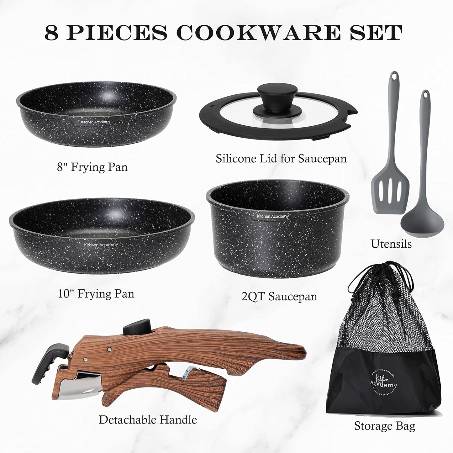 Enamel Cast Iron Cookware Set 7 Pieces & 10 Pieces RV/Camping Cookware Sets