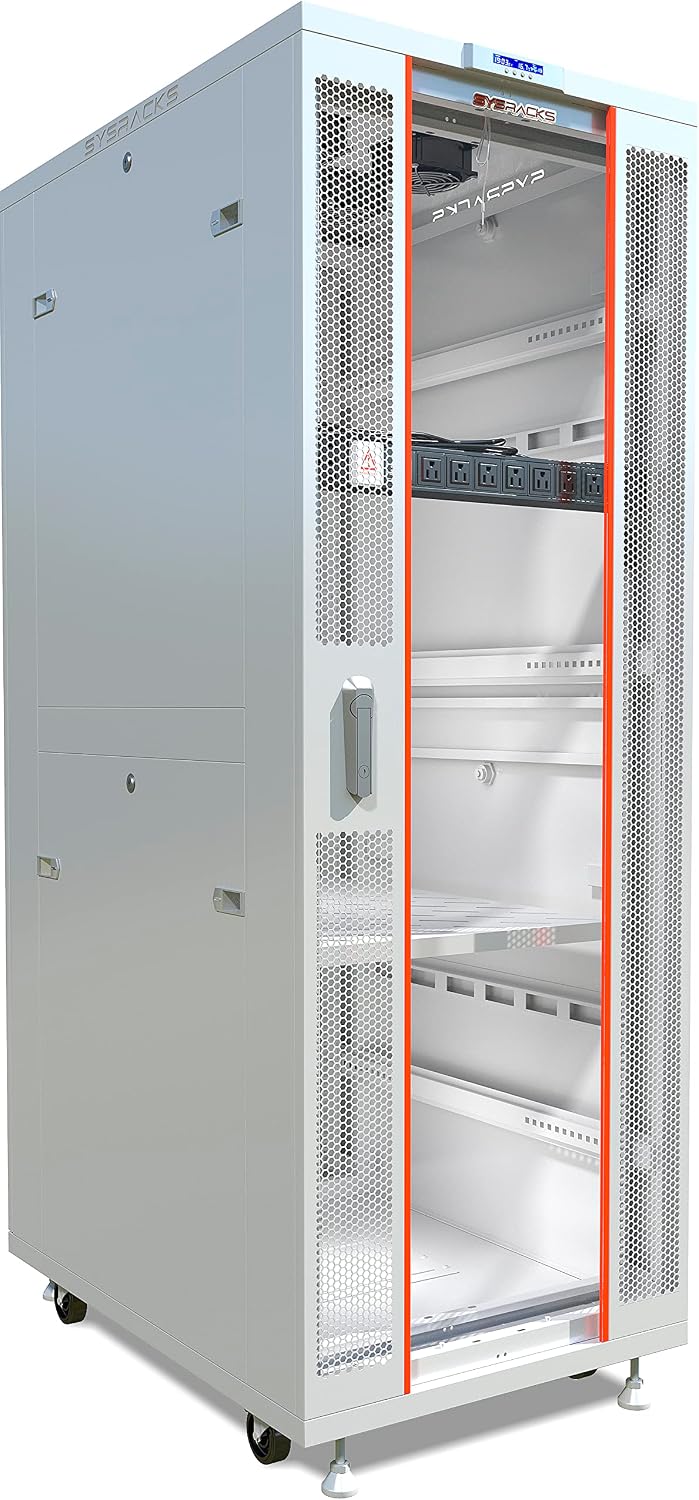 42U Home Server Rack Cabinet – 19" Floor Standing Network Rack, 35" Deep Homelab Rack with Locking Glass Door, Cooling Fans, PDU & Shelf for NAS, Router, Switch and AV Equipment
