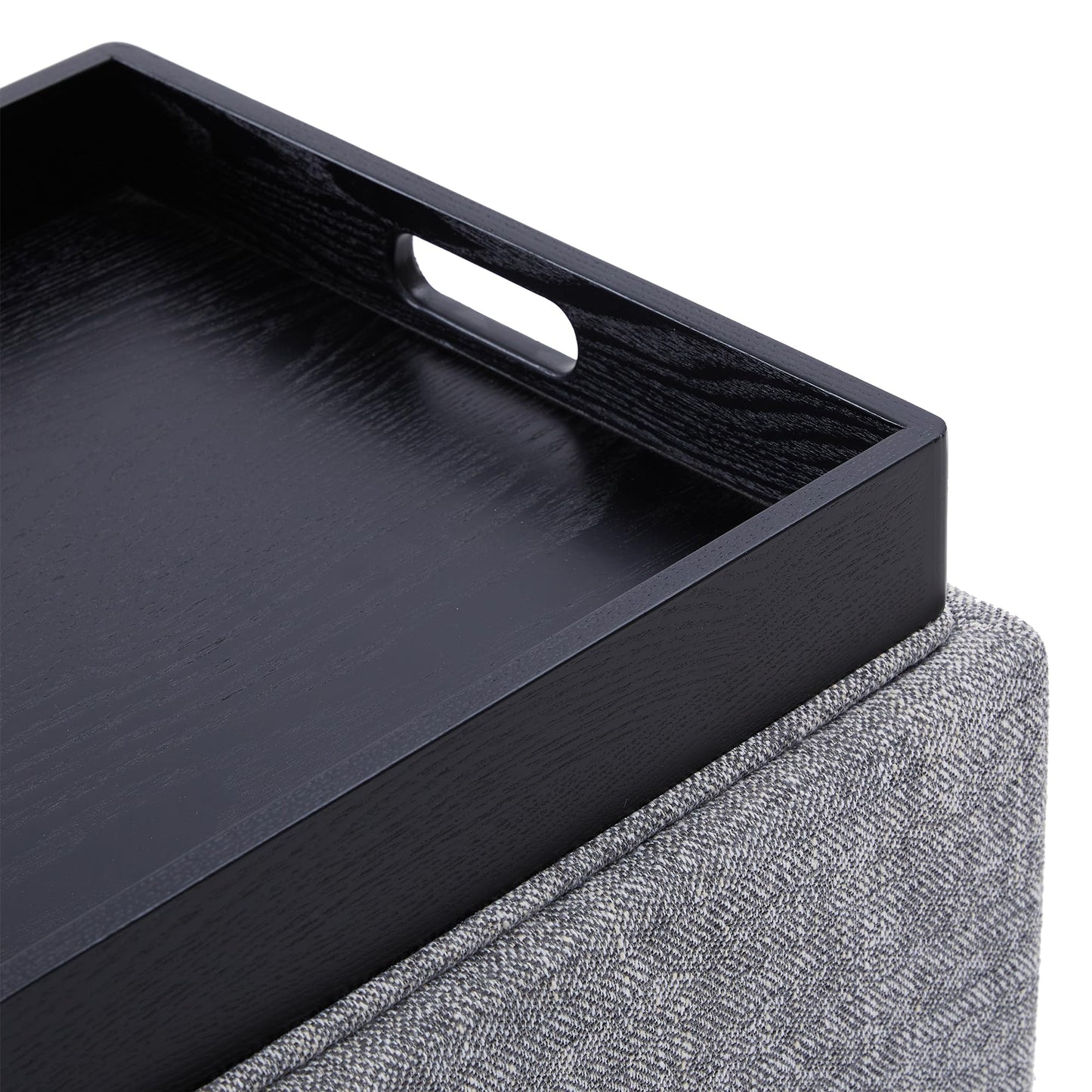 CHITA Storage Ottoman Cube with Tray Lid, Small Footstool with Storage, Square End Table for Living Room and Bedroom, Faux Leather in Saddle Brown