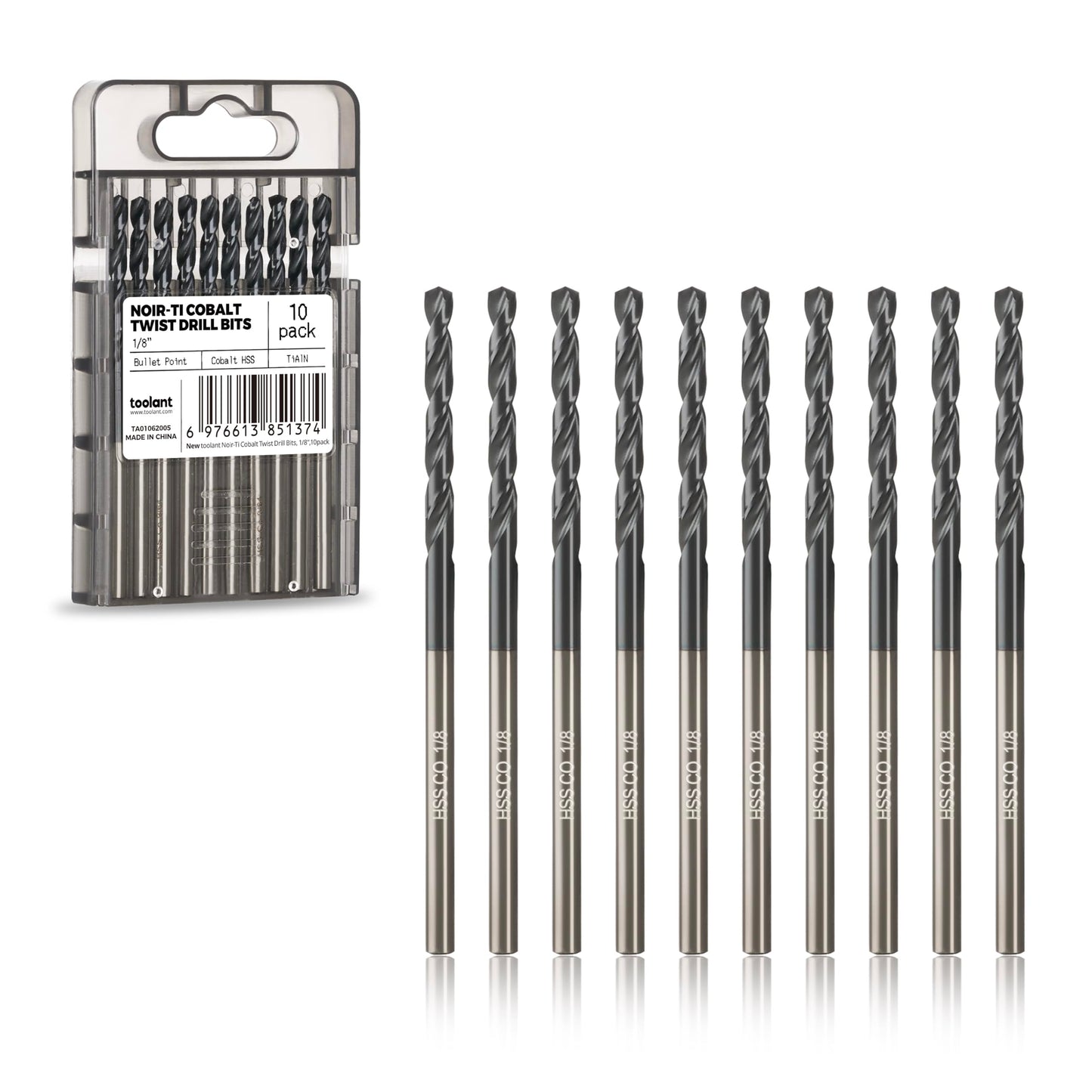 toolant 3/8" Cobalt Drill Bit Set(Pro) Titanium Aluminum Nitride Coated (TiAlN) with Bullet Point Tip, 5-Piece Bulk