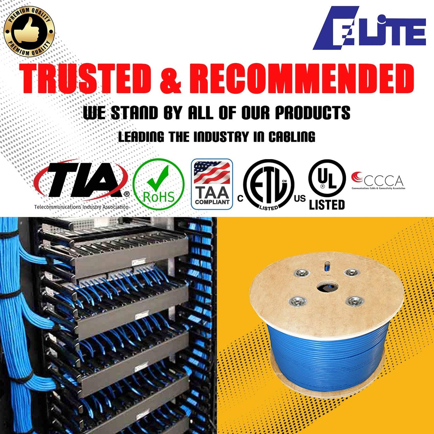 CAT6A Screened Patch Cable (cm), 1000ft, U/FTP 28AWG, Pure Copper, 650MHz, UL Certified, Bulk Ethernet Cable Reel in Blue