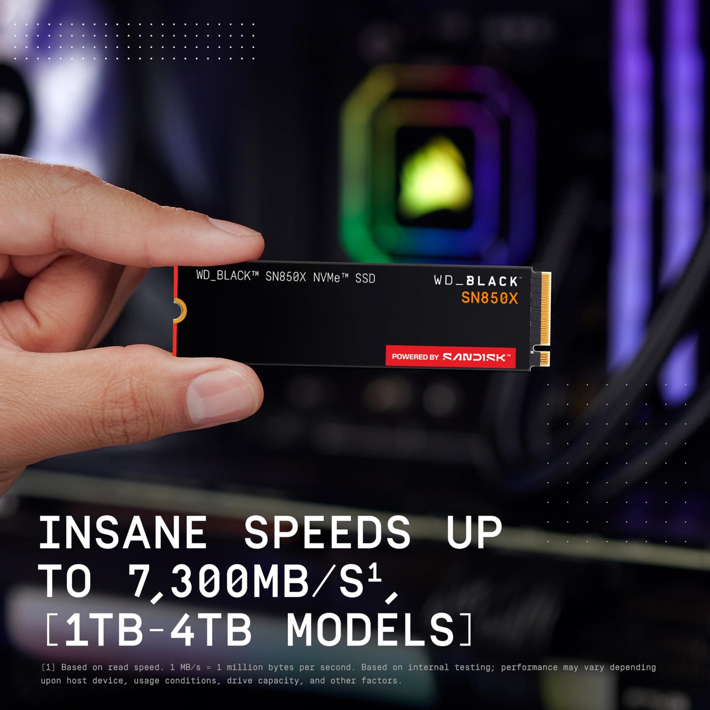 WD_BLACK SN850X 4TB NVMe SSD - M.2 2280, Up to 7,300 MB/s Read speeds, Up to 6,300 MB/s write speeds, Gaming Expansion, High Performance Internal Solid State Drive - WDS400T2X0E