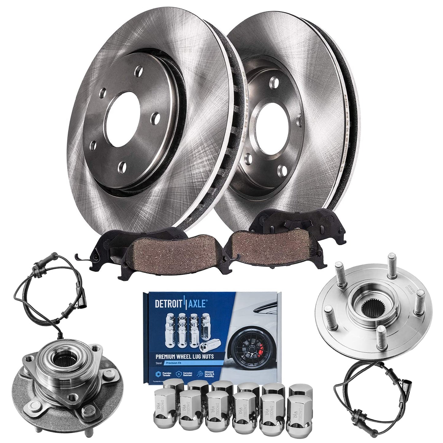 Detroit Axle - Brake Kit for 07-11 Toyota Camry 08-12 Avalon 07-12 Lexus ES350 Replacement 2008 2009 2010 2011, 11.65" inch Front and 11.06" inch Rear Disc Brake Rotors and Ceramic Brakes Pads