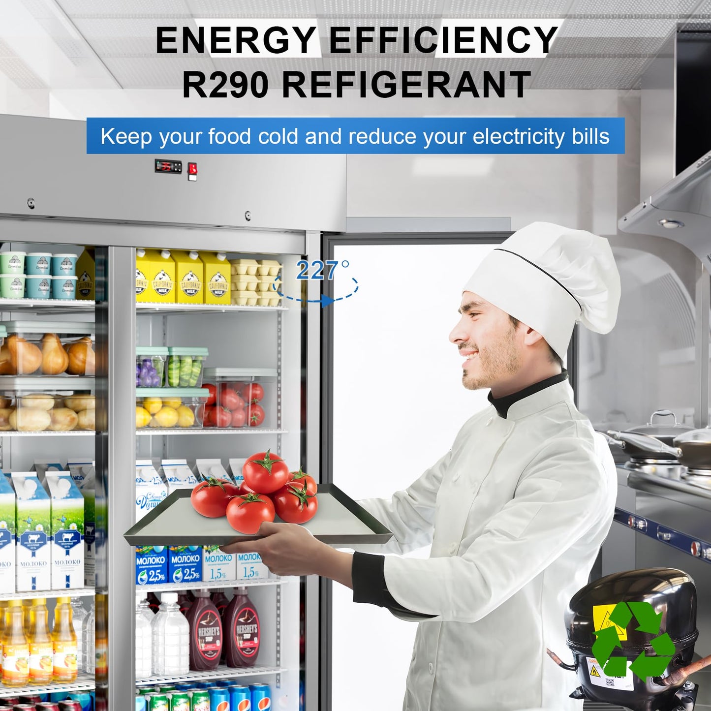 48" W 4 Door Commercial Refrigerator, 36 Cu.ft Stainless Steel Industrial Fridge (32℉~47℉) with 8 Adjustable Shelves, Lockable Door, Wheels, Auto-Defrost for Restaurant, Kitchen, Shop