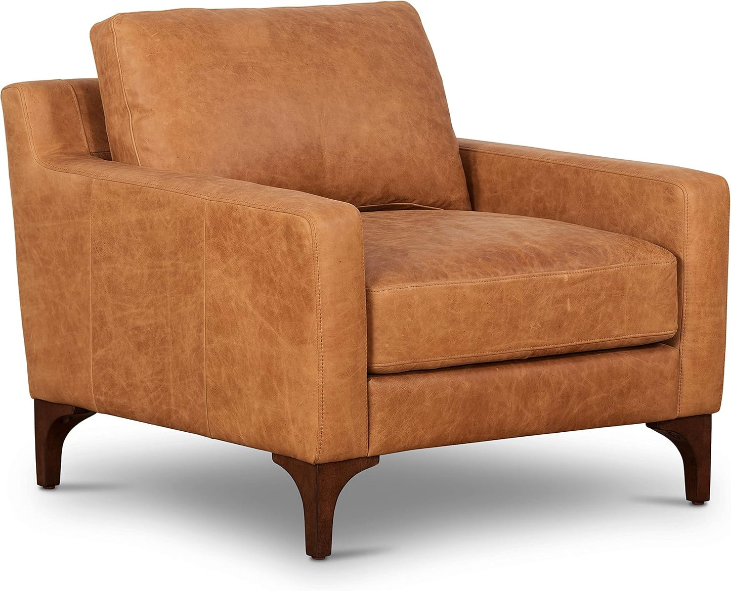 Poly & BARK Sorrento Lounge Chair in Full-Grain Pure-Aniline Italian Tanned Leather in Cognac Tan