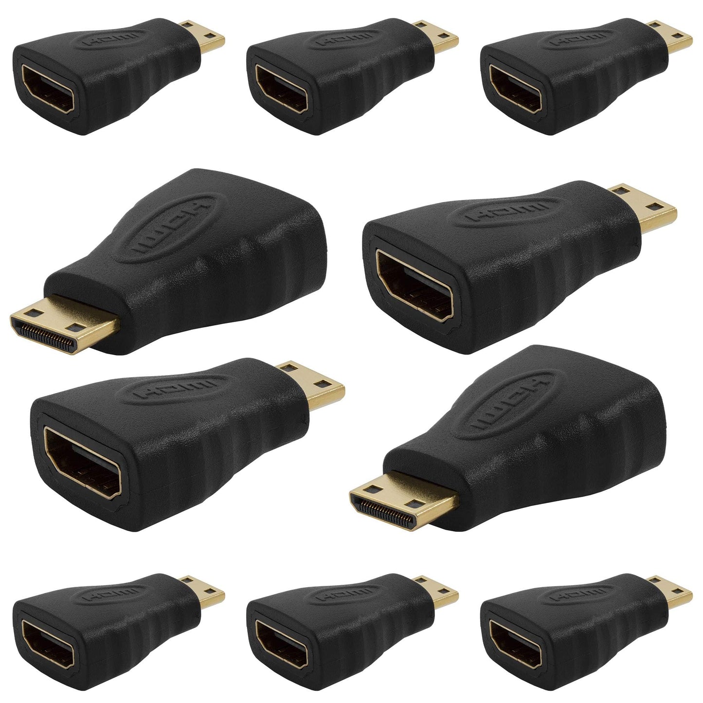 Cmple 10 Pack Micro HDMI Male to HDMI Female Adapter, Gold Plated, Compact Size