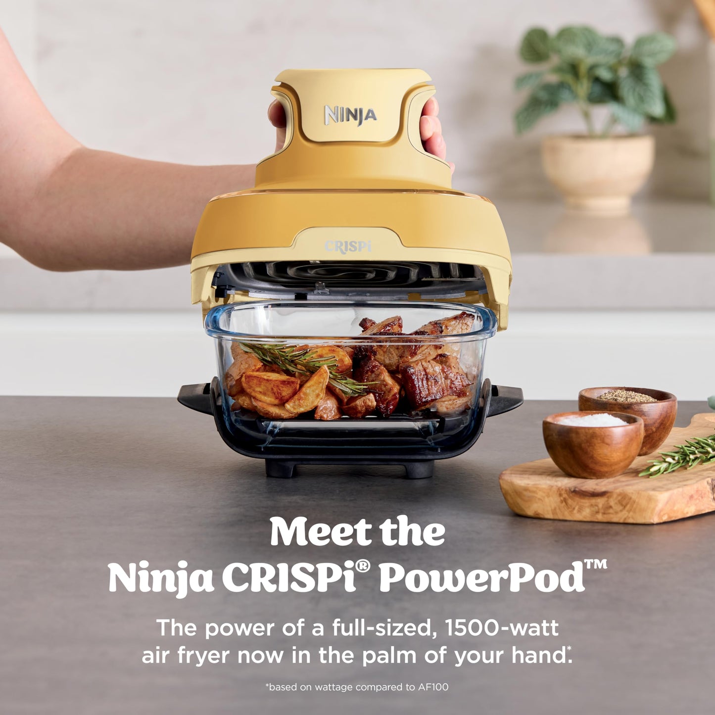 Ninja Crispi 4-in-1 Glass Air Fryer | With Non-Toxic 4QT & 6-Cup Glass Containers & Lids | Microwave, Freezer, Dishwasher Safe | 450°F Max Temp |1500 Watt | Stone | FN101ST