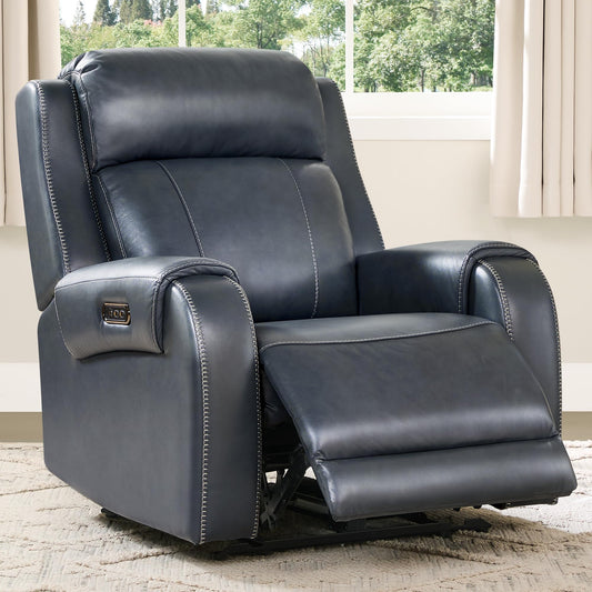 CHITA Genuine Leather Power Recliner Chair for Adults, Electric Wall Hugger Recliner with Adjustable Power Headrest & USB/Type-C Ports, Compact for Small Spaces & Living Rooms, Dark Brown