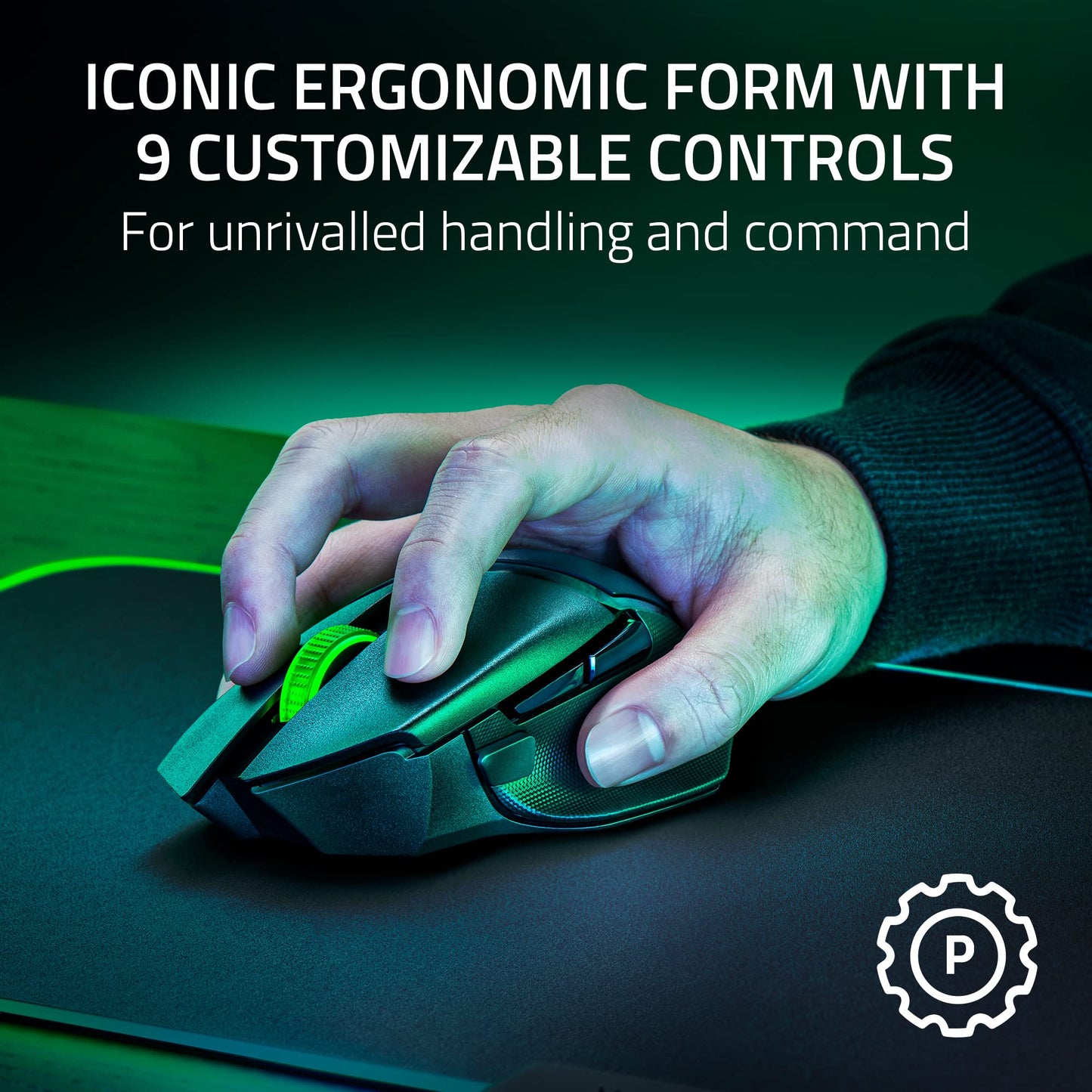 Razer Basilisk V3 X HyperSpeed Customizable Wireless Gaming Mouse: Mechanical Switches Gen-2-5G Advanced 18K Optical Sensor - Chroma RGB - 9 Programmable Controls - 285 Hr Battery - Classic Black