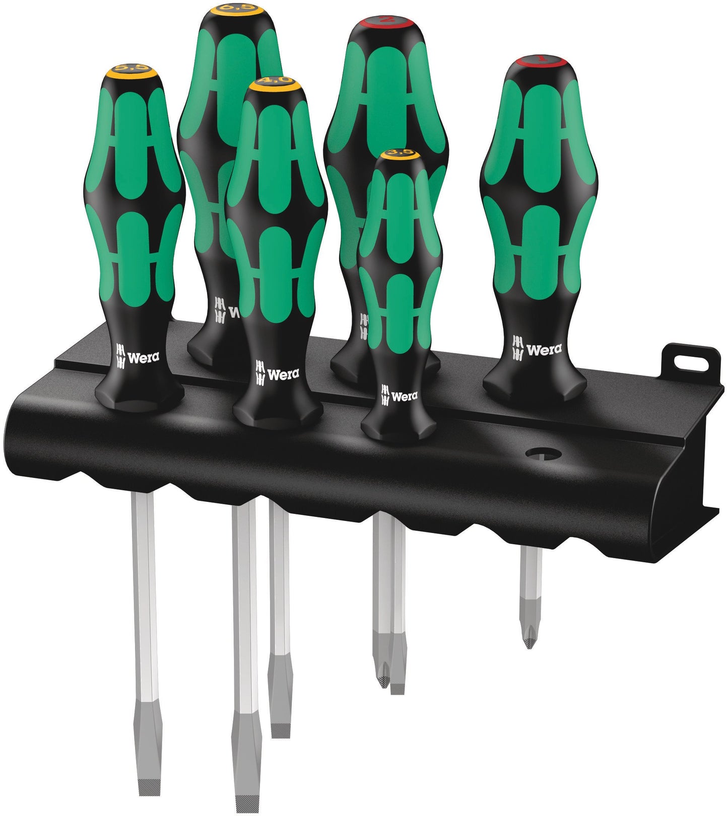 WERA 05105650001 334/6 Rack Screwdriver Set Kraftform Plus Lasertip and Rack, 6 Pieces