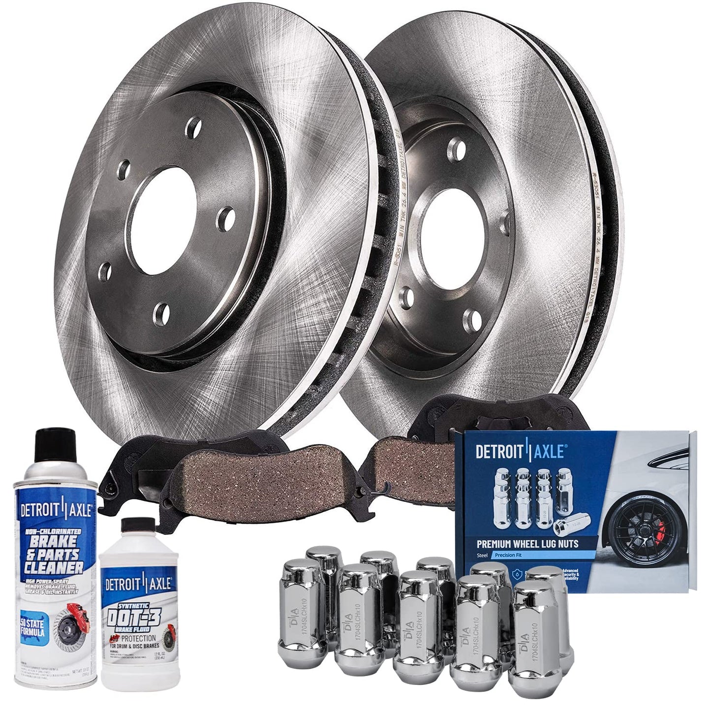 Detroit Axle - Brake Kit for 07-11 Toyota Camry 08-12 Avalon 07-12 Lexus ES350 Replacement 2008 2009 2010 2011, 11.65" inch Front and 11.06" inch Rear Disc Brake Rotors and Ceramic Brakes Pads