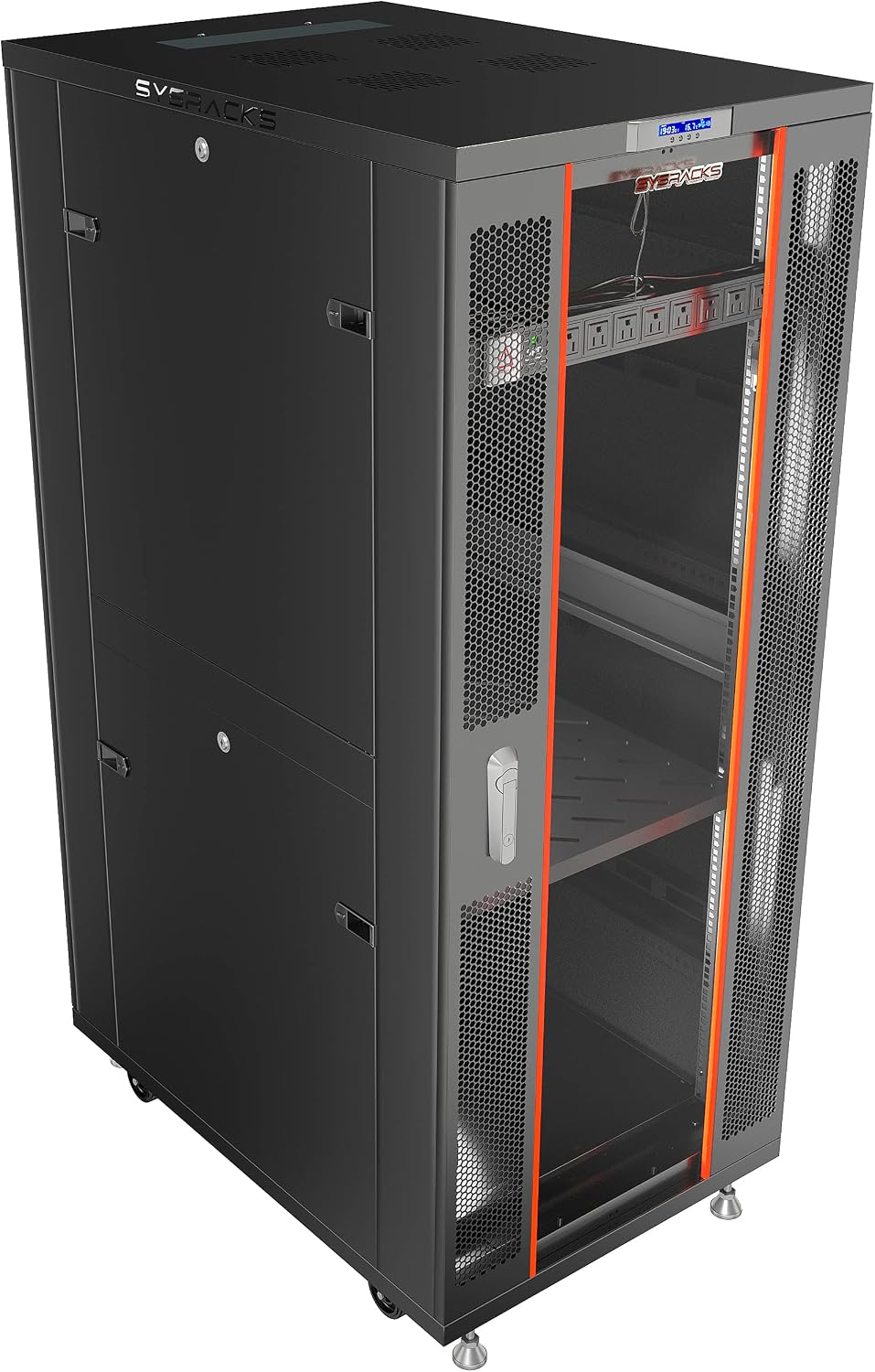 37U Server Rack Cabinet – 24" Deep 19" Network Rack Enclosure, Floor Standing Data Rack with Locking Glass Door, Cooling Fans, PDU, Shelf, 1600 lb Capacity, ANSI/EIA-310 IT Equipment Rack