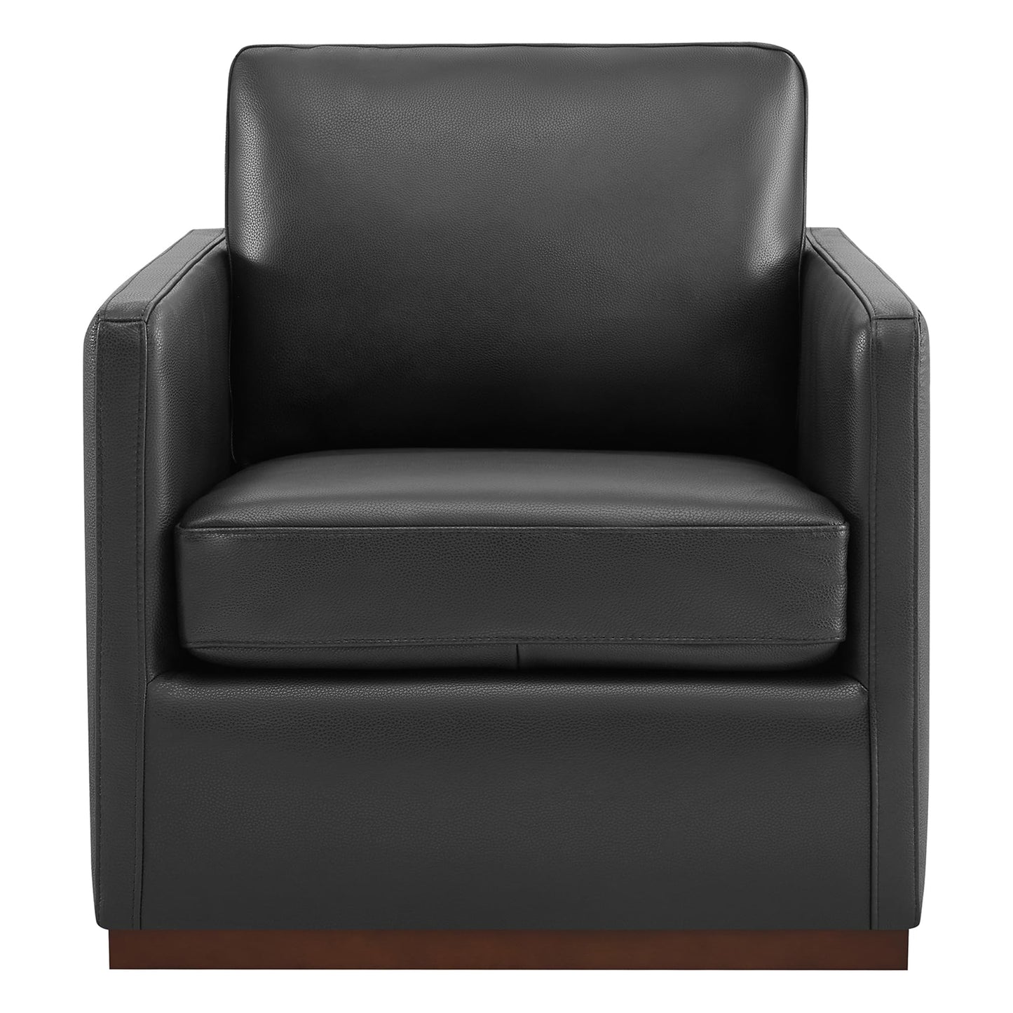 CHITA Genuine Leather Swivel Accent Chair, FSC Certified Mid Century Modern Arm Chair for Living Room and Bedroom, Fully Assembled, Saddle