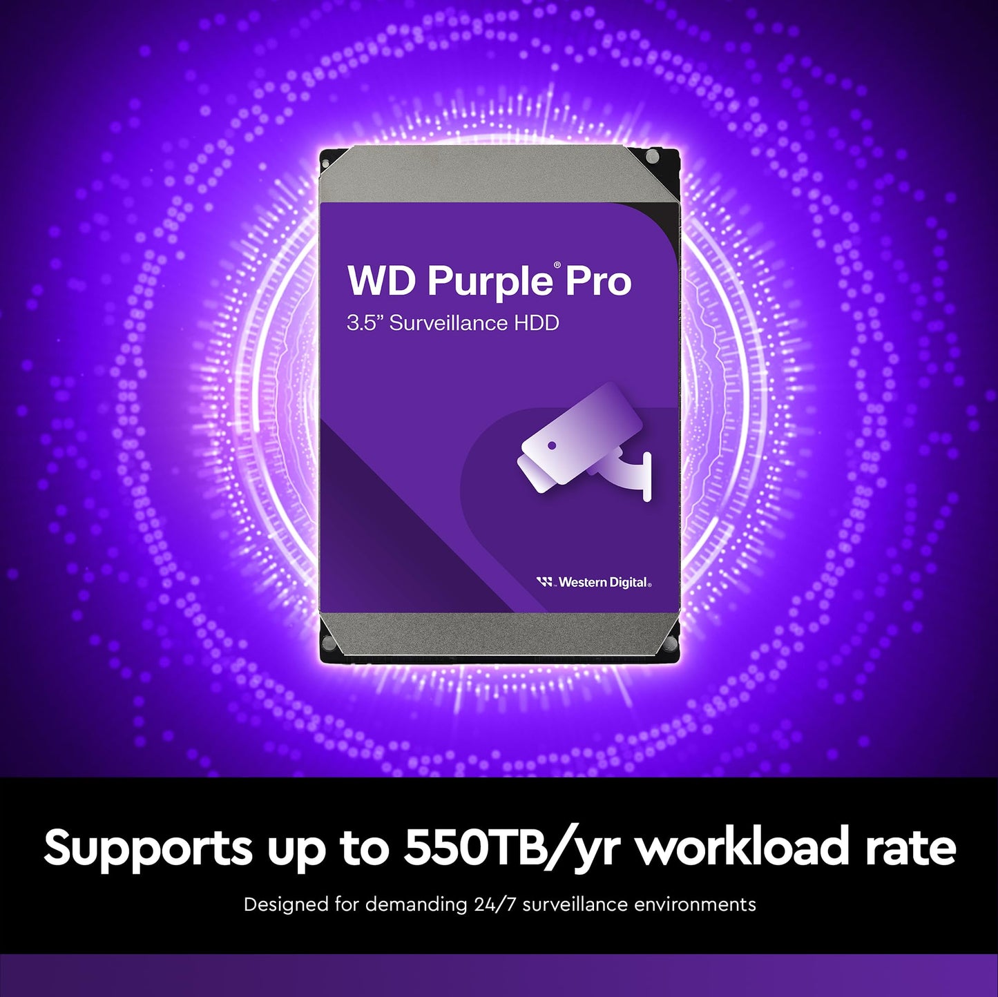 Western Digital 18TB WD Purple Pro Surveillance Internal Hard Drive HDD - SATA 6 Gb/s, 512 MB Cache, 3.5" - WD181PURP