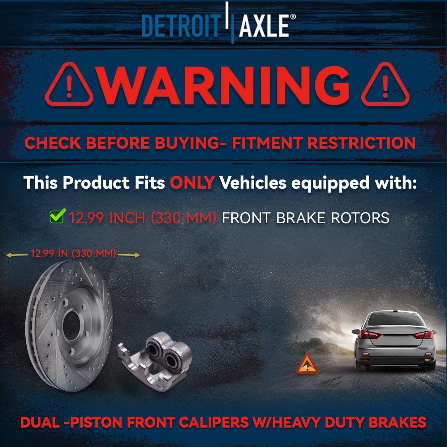 Detroit Axle - Front Brake Kit for 2006-2011 Honda Civic 2007 2008 2009 2010 Disc Brake Rotors Ceramic Brakes Pads Replacement Brake Kit