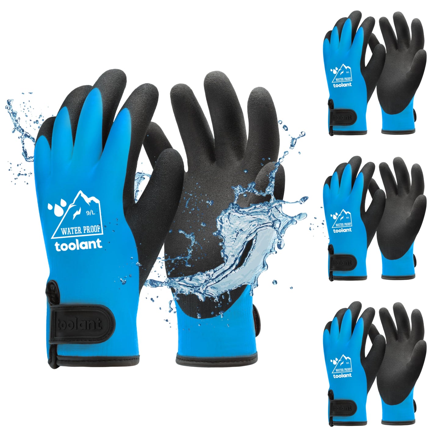 toolant 100% Waterproof Gloves for Men and Women, Winter Work Gloves for Cold Weather, Touchsreen, Thermal Gloves for Freezer Work, Fishing and Gardening, With Grip, Grey, X-Large