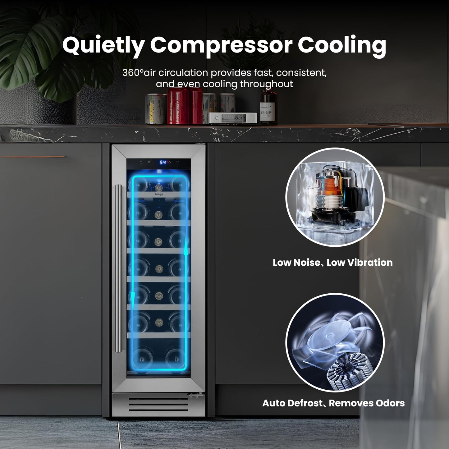 Yeego 24'' Wine Cooler Refrigerator - 52 Bottles Wine Fridge, 40-65°F Dual Zone Wine Refrigerator With Glass Door, Built-In/Freestanding/Under Counter, Adjustable Shelves Fridge for Home Bar Office