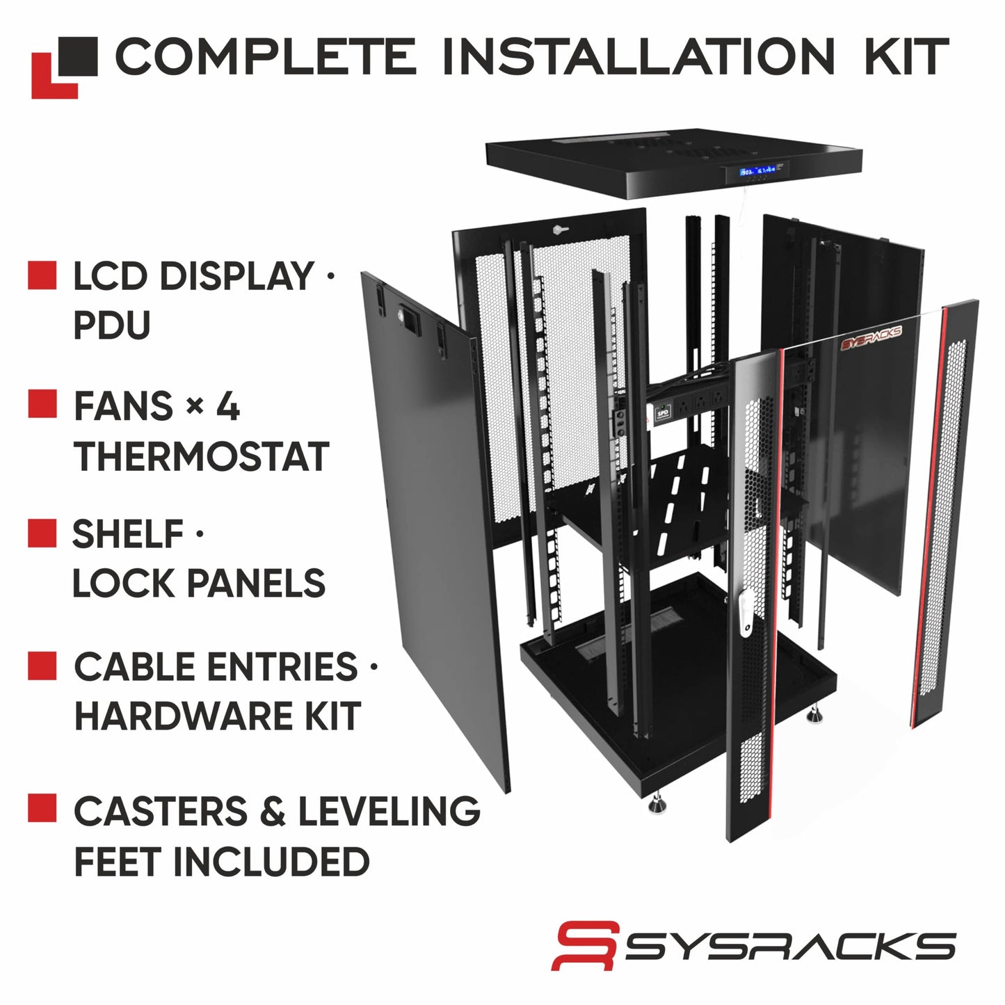 37U Home Server Rack Cabinet – 19" Floor Standing Network Rack, 32" Deep Homelab Rack with Locking Glass Door, Cooling Fans, PDU & Shelf for NAS, Router, Switch and AV Equipment