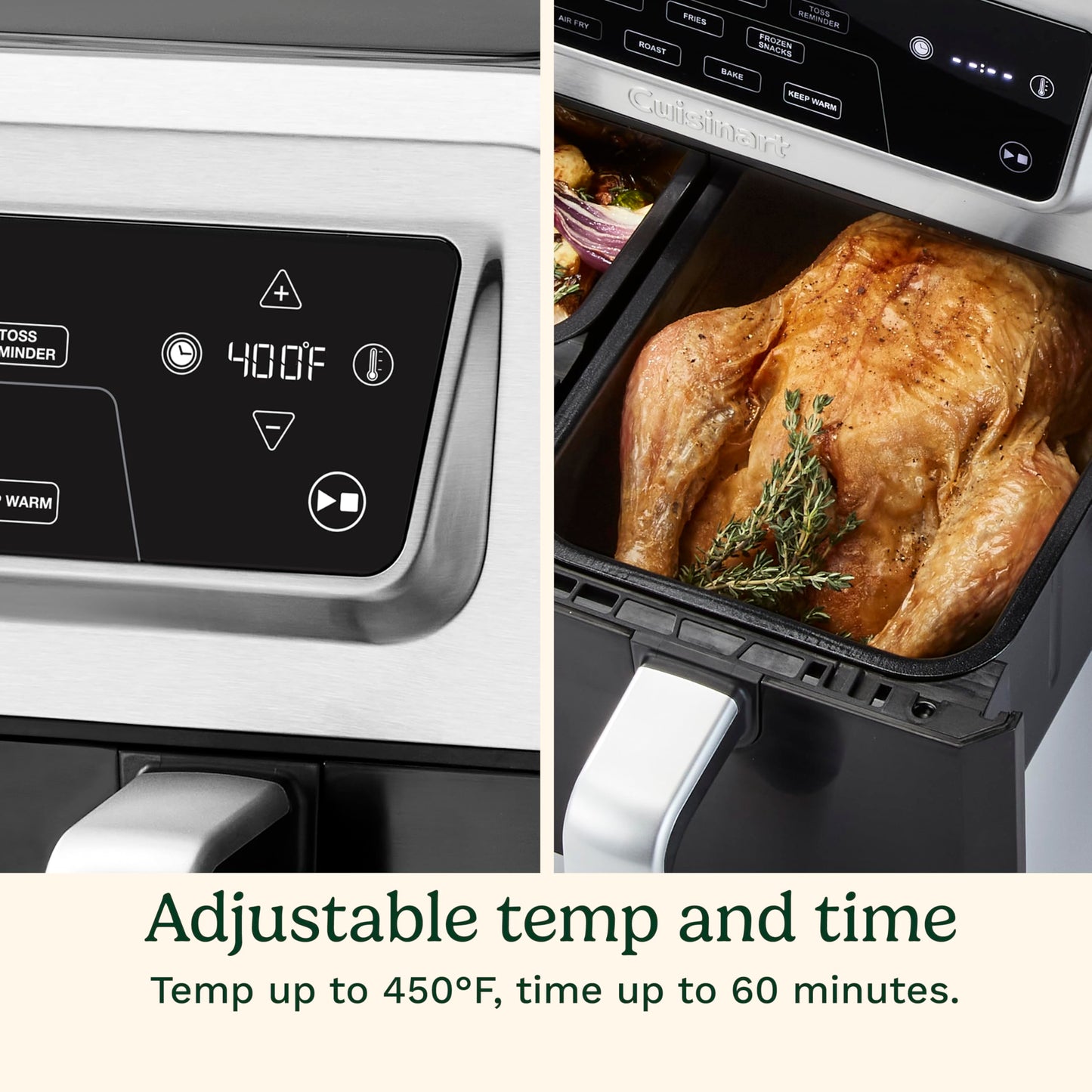 Cuisinart Dual Basket Air Fryer, Two Baskets 11 Qt in Total, 6 Functions: Air Fry, Roast, Bake, Broil, Dehydrate & Keep Warm, Features Sync Finish & Sync Settings, Toss Reminder & Auto-Pause, ADZ-112