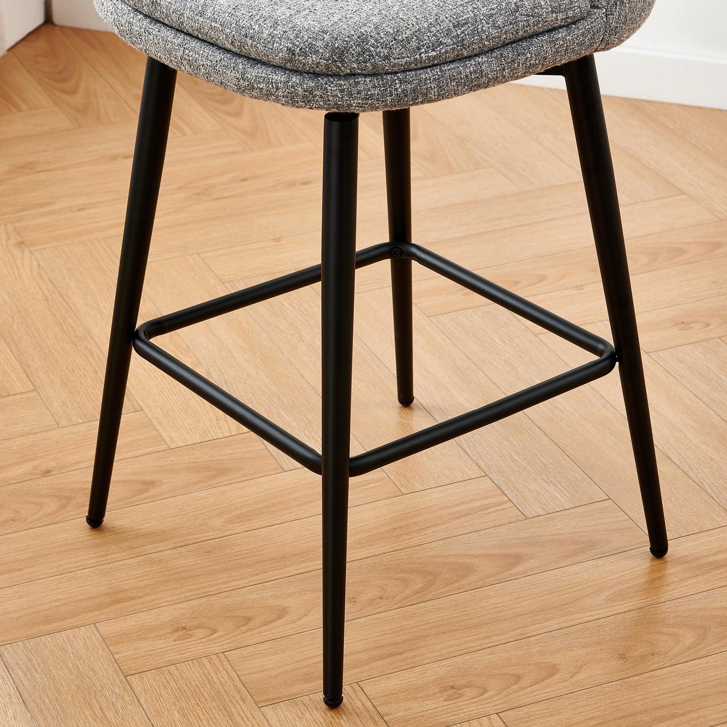 CHITA Swivel Bar Stools, 27.2" Counter Height Bar Stools Set of 3, FSC Certified Upholstered Modern Counter Stools, Metal Legs, Faux Leather, Saddle Brown