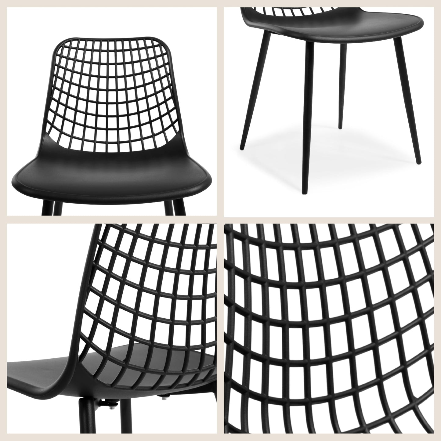 POLY & BARK Isla Modern Dining Chairs Set of 4 – Mid Century Modern Plastic Dining Chair with Metal Legs – Kitchen & Dining Room Chairs – Indoor/Outdoor – White