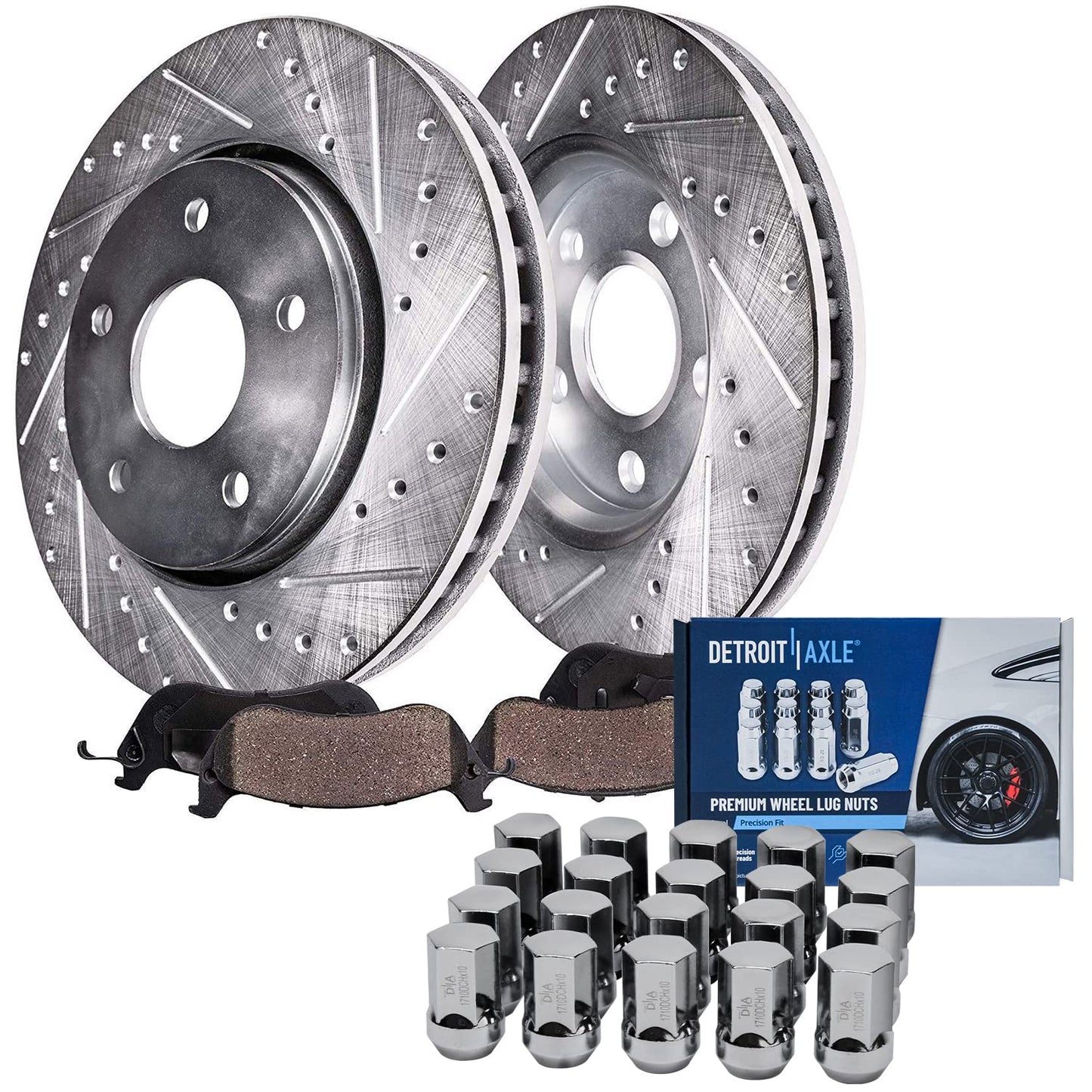 Detroit Axle - Rear Brake Kit for 1999-2006 Chevy GMC Sierra Silverado 1500, 00-01 Tahoe Yukon, 03-05 Astro Safari Replacement Drilled Slotted Disc Brake Rotors Ceramic Brakes Pads: 12.78" inch Rotor