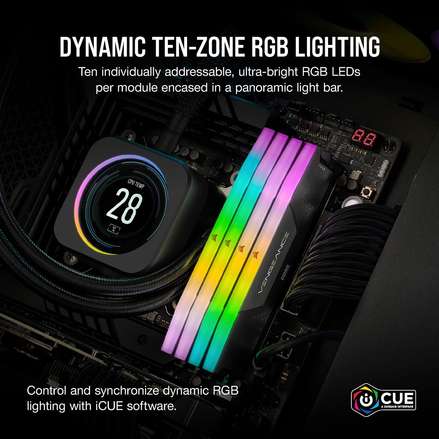 CORSAIR Vengeance RGB RS DDR5 RAM 32GB (2x16GB) Up to 6000MHz CL36-44-44-96 1.35V AMD Expo Intel XMP Computer Desktop Memory – Gray (CMG32GX5M2E6000Z36)