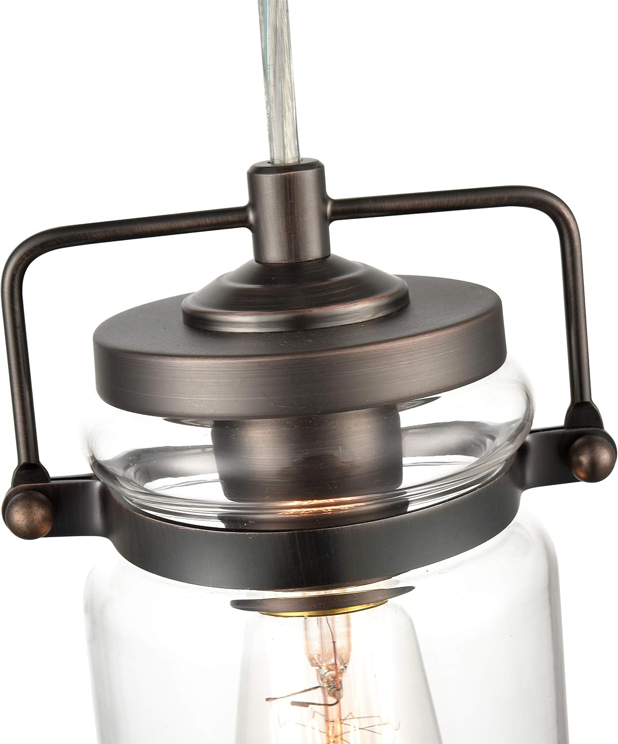 Light Society Topeka Mini Mason Jar Pendant Light, Glass Shade with Modern Bronze Finish, Vintage Industrial Modern Lighting Fixture (LS-C236-BZ)